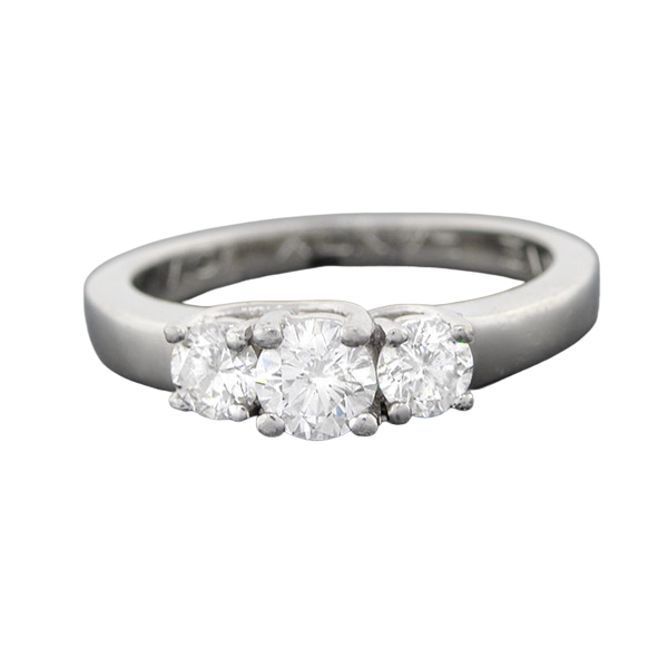 Estate Platinum 3-Stone Diamond Engagement Ring 0.73ctw