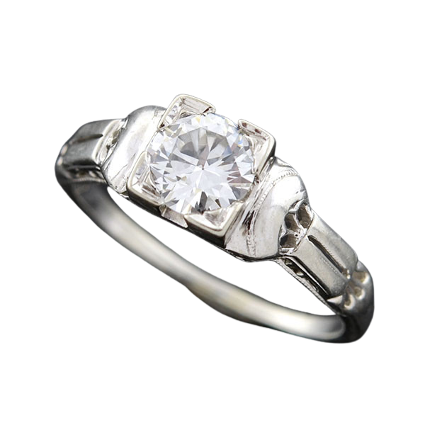 Late Art Deco 18kt Diamond Engagement Ring 0.62ct