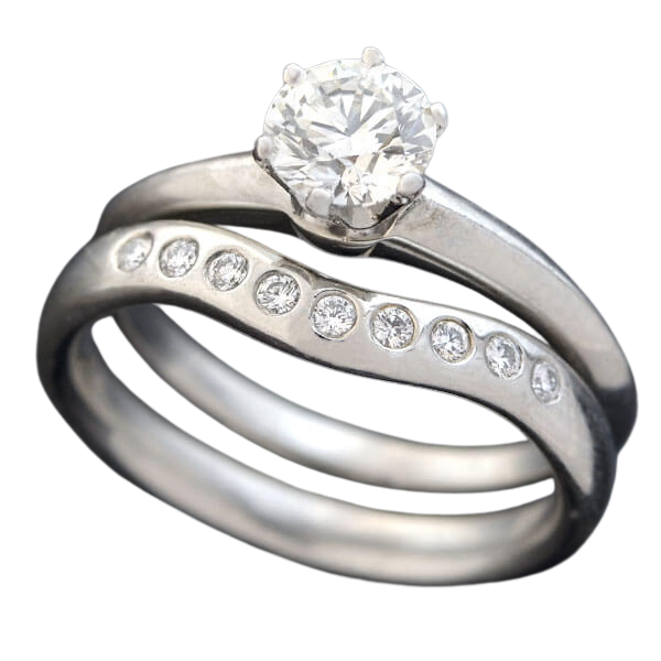 TIFFANY & Co. Estate Platinum Diamond Engagement Ring Set 0.73ct