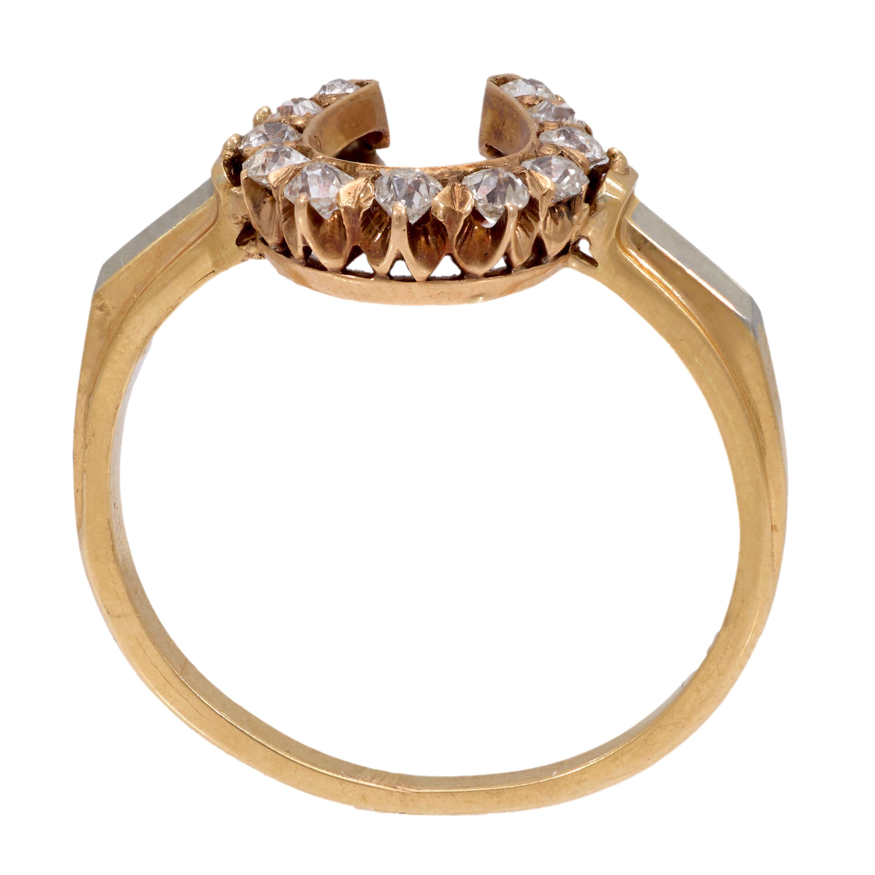 Edwardian 18k/14k Diamond Horseshoe Ring
