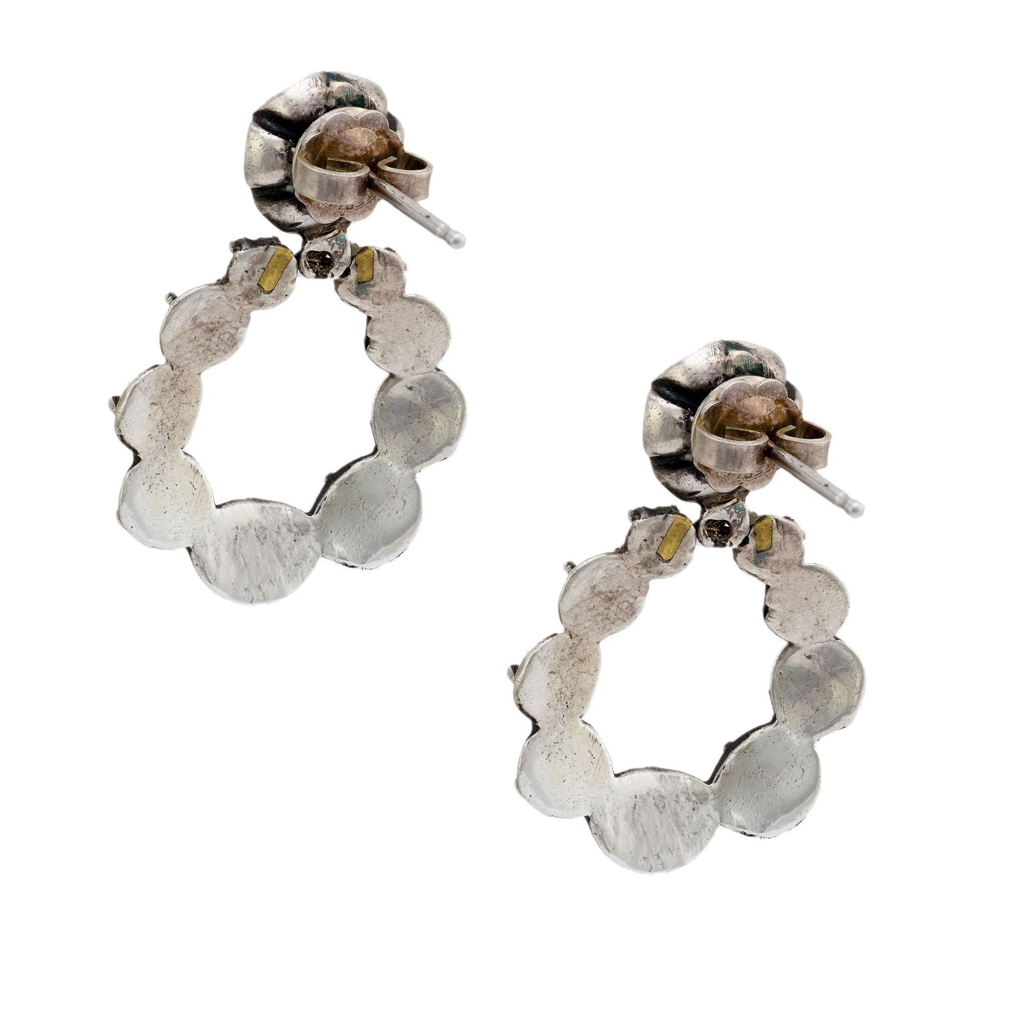 Georgian Sterling Silver Diamond Earrings