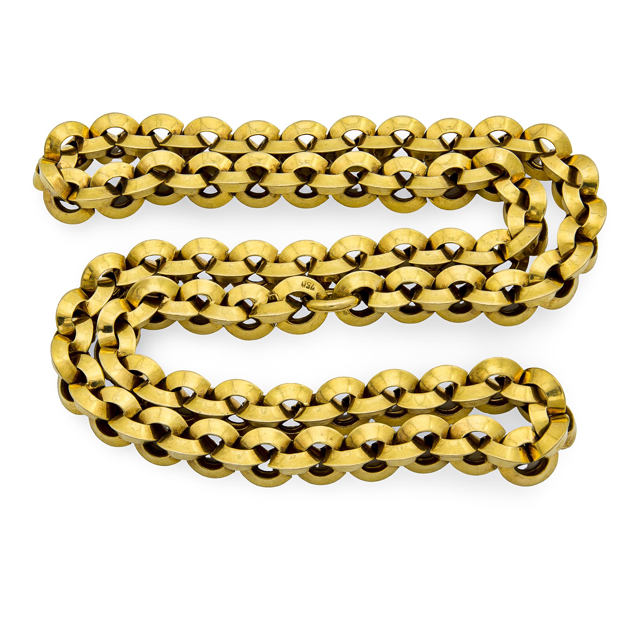 Vintage 18k Gold Rolo Link Necklace 25"