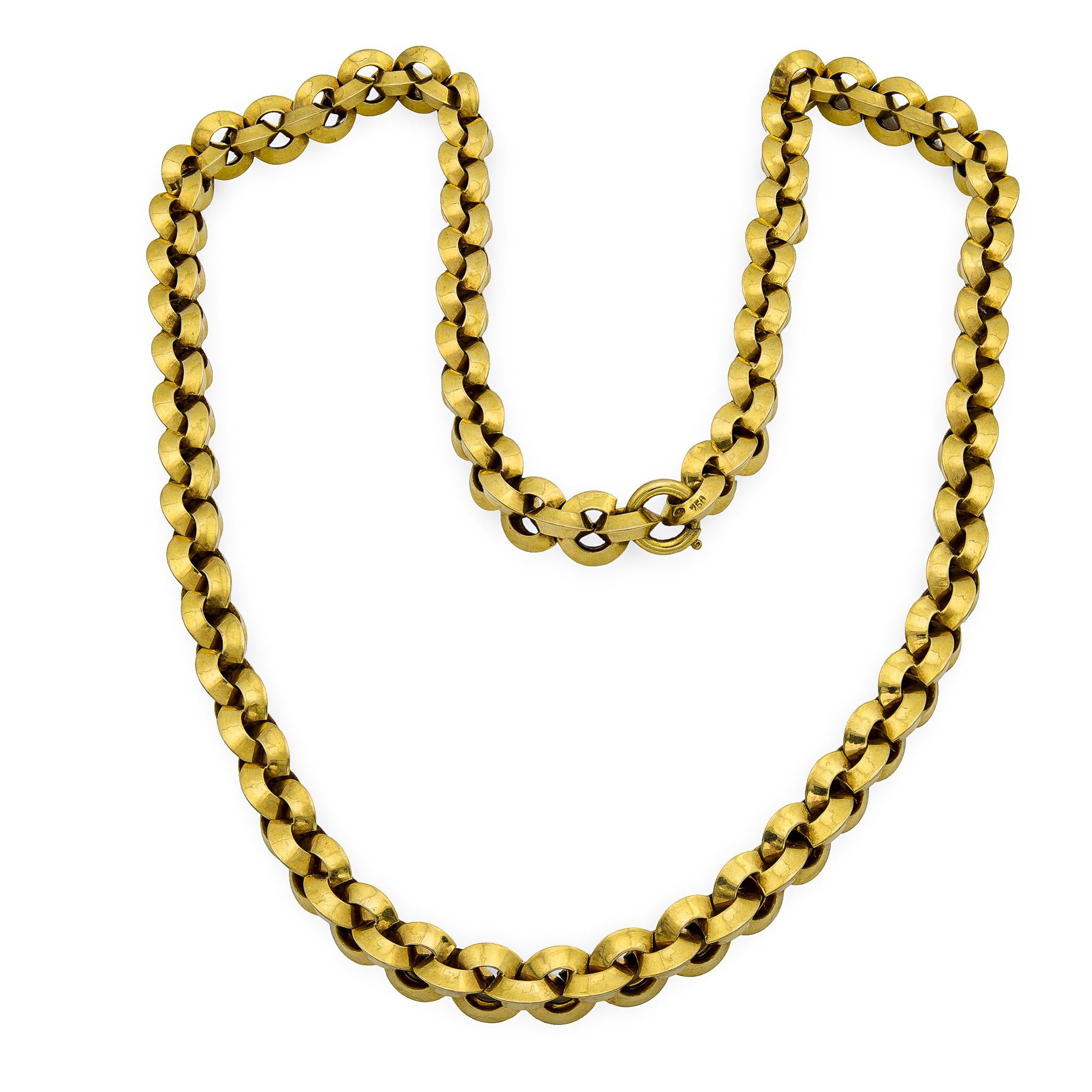 Vintage 18k Gold Rolo Link Necklace 25"