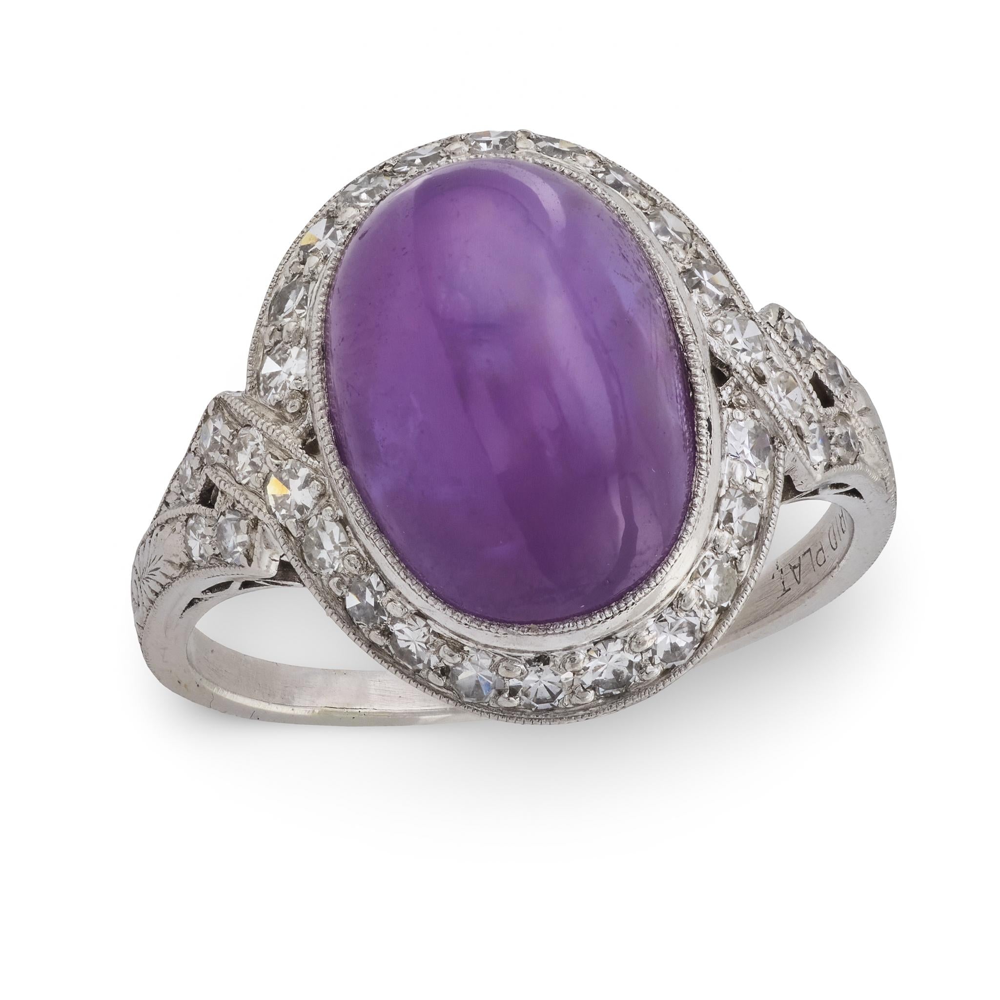 Art Deco Platinum Ruby & Diamond Halo Ring