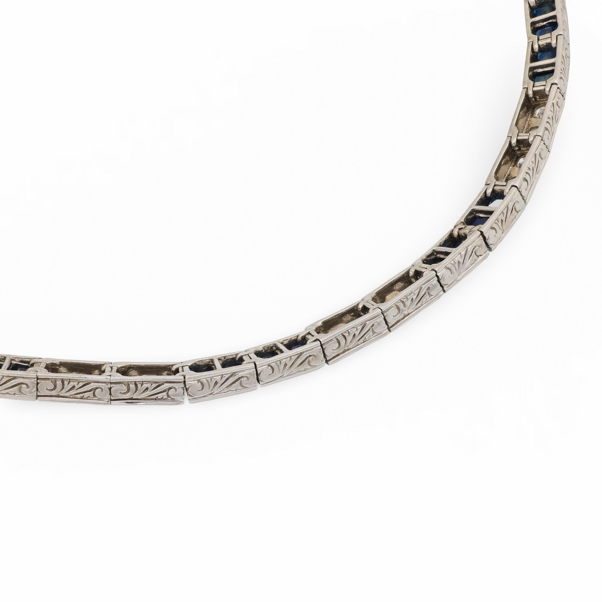 Art Deco 14k Diamond & Sapphire Tennis Necklace