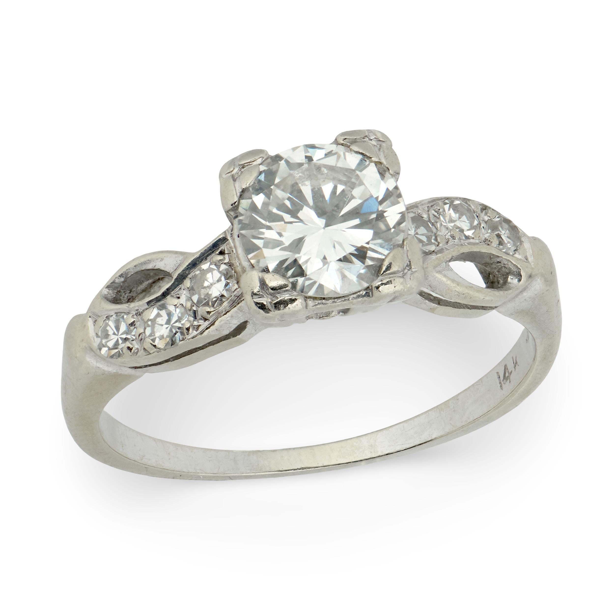 Art Deco 14k Diamond Engagement Ring .70ct