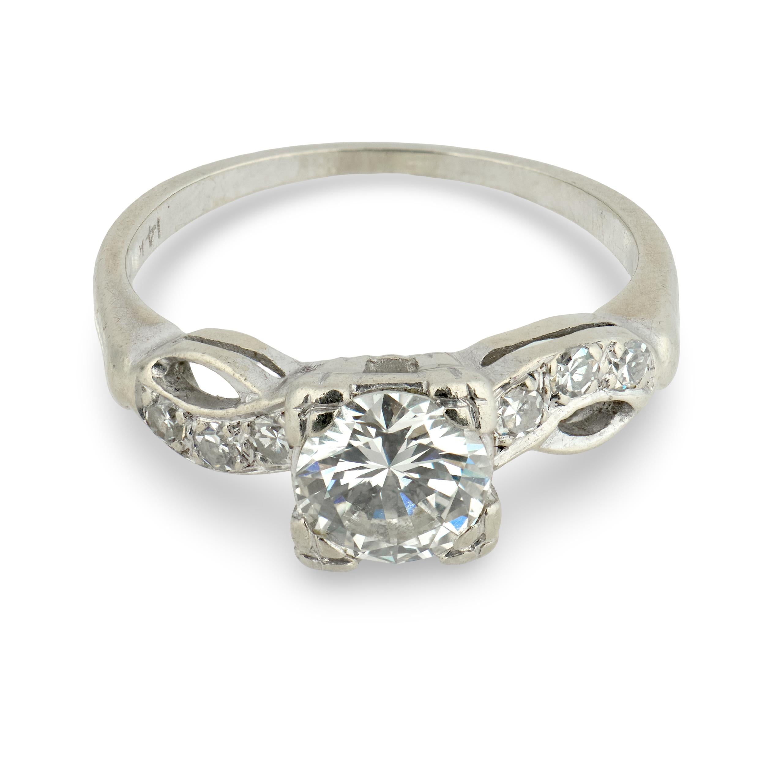 Art Deco 14k Diamond Engagement Ring .70ct