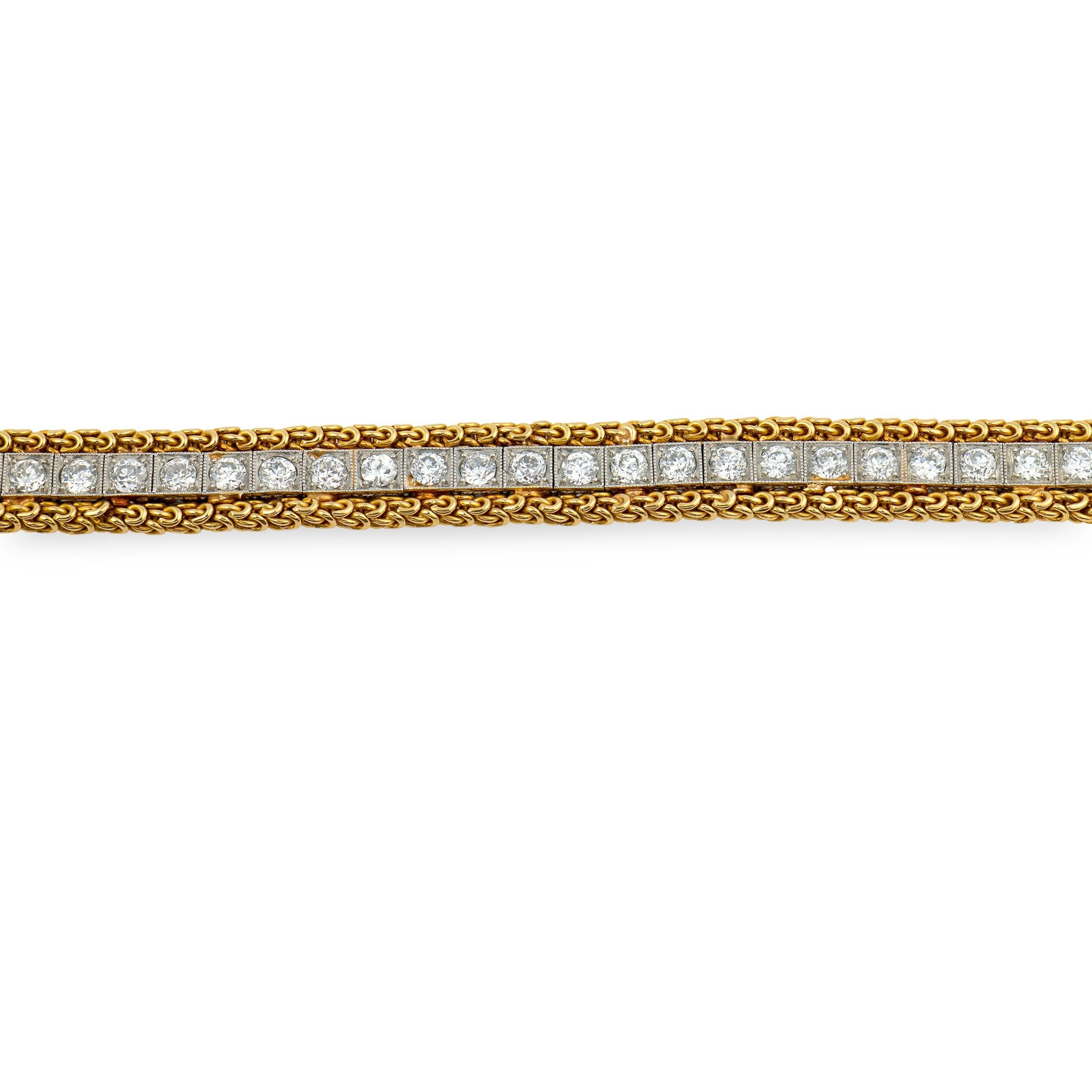 Art Deco 14k/Platinum Diamond Line Bracelet