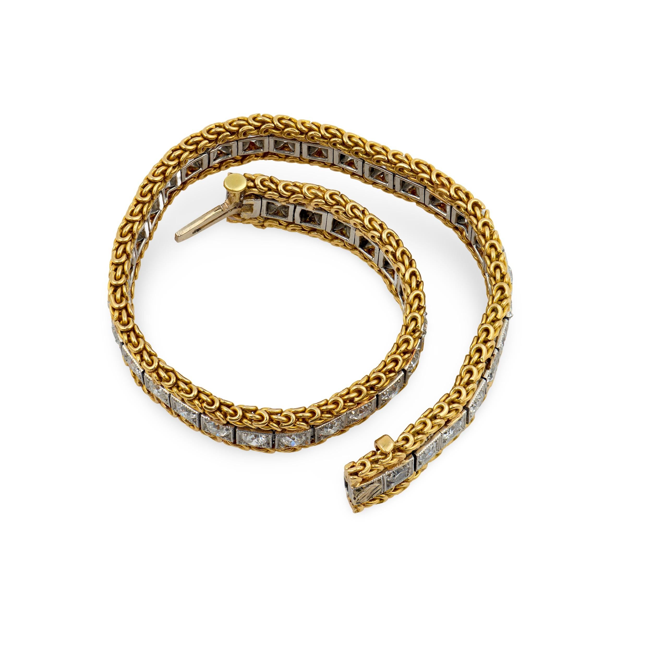 Art Deco 14k/Platinum Diamond Line Bracelet