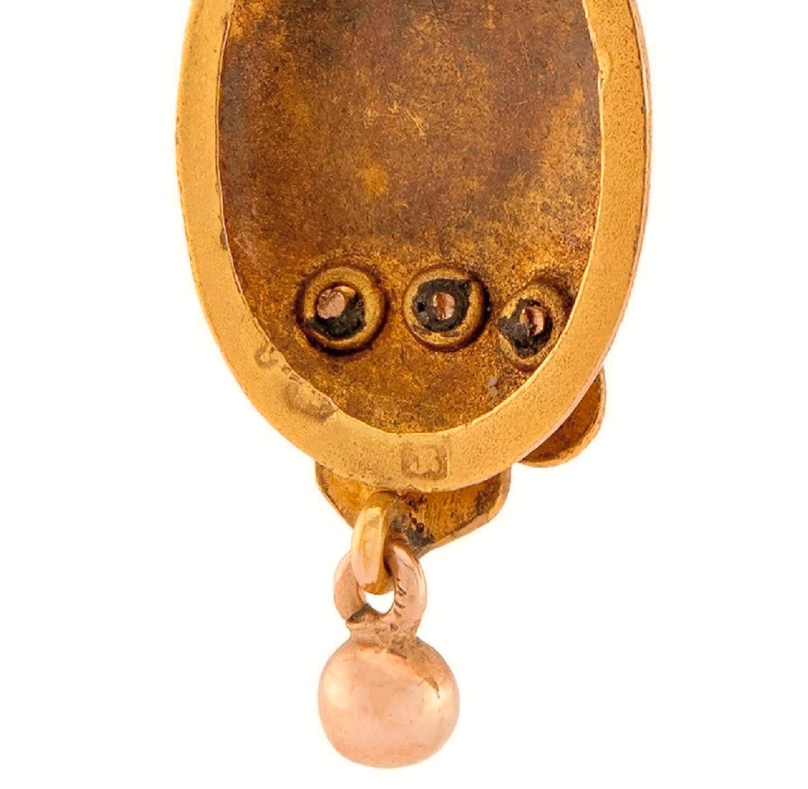 Victorian 18k French Diamond & Enamel Buckle-Motif Earrings