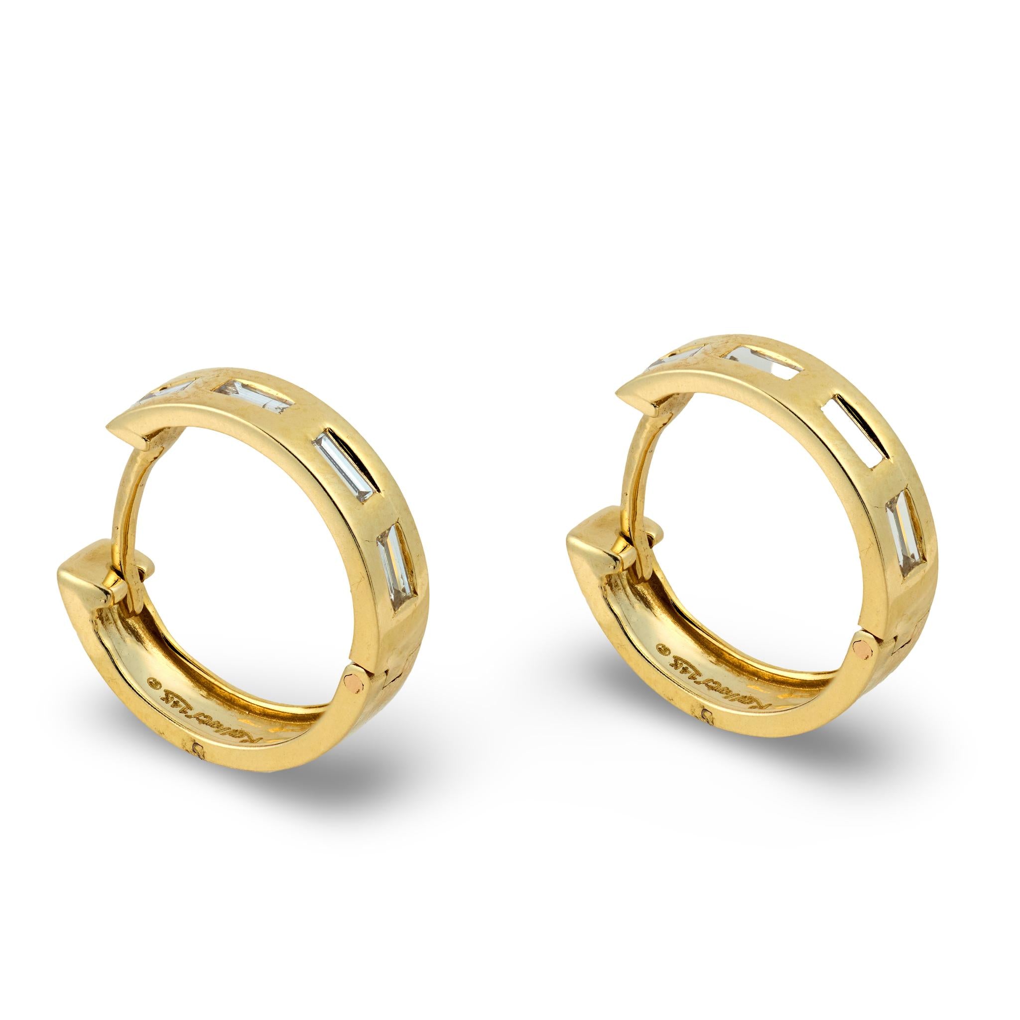 Estate 14k Diamond Huggie Hoop Earrings