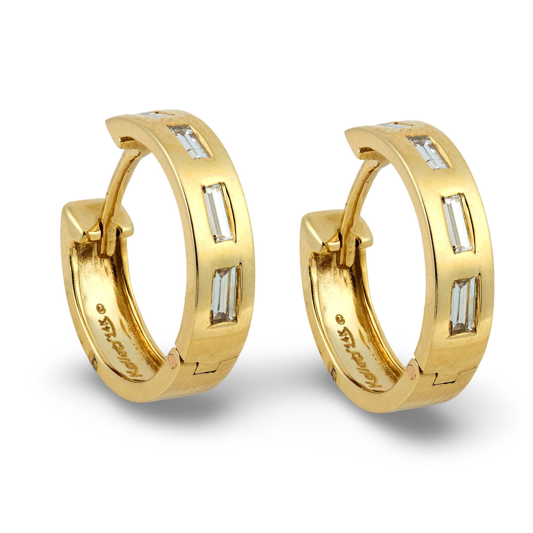 Estate 14k Diamond Huggie Hoop Earrings