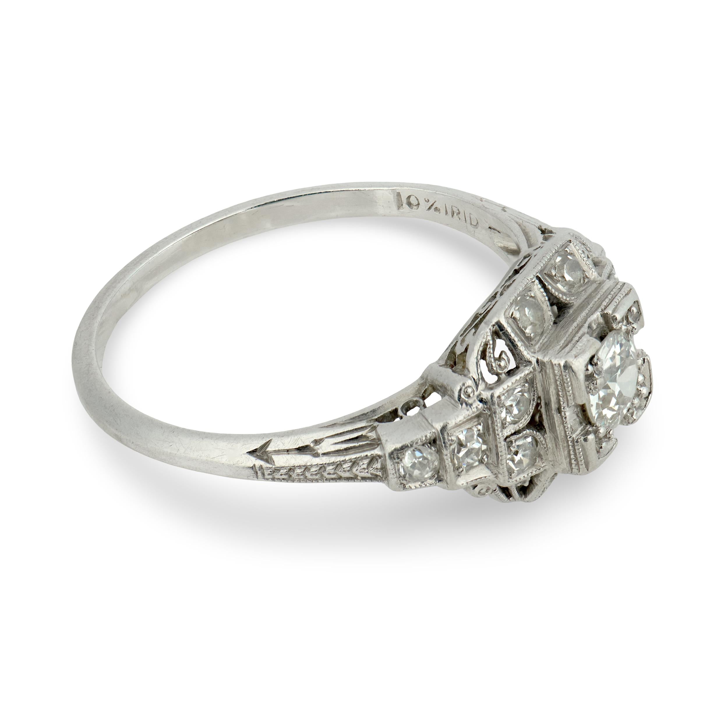 Art Deco Platinum Diamond Engagement Ring .35ct