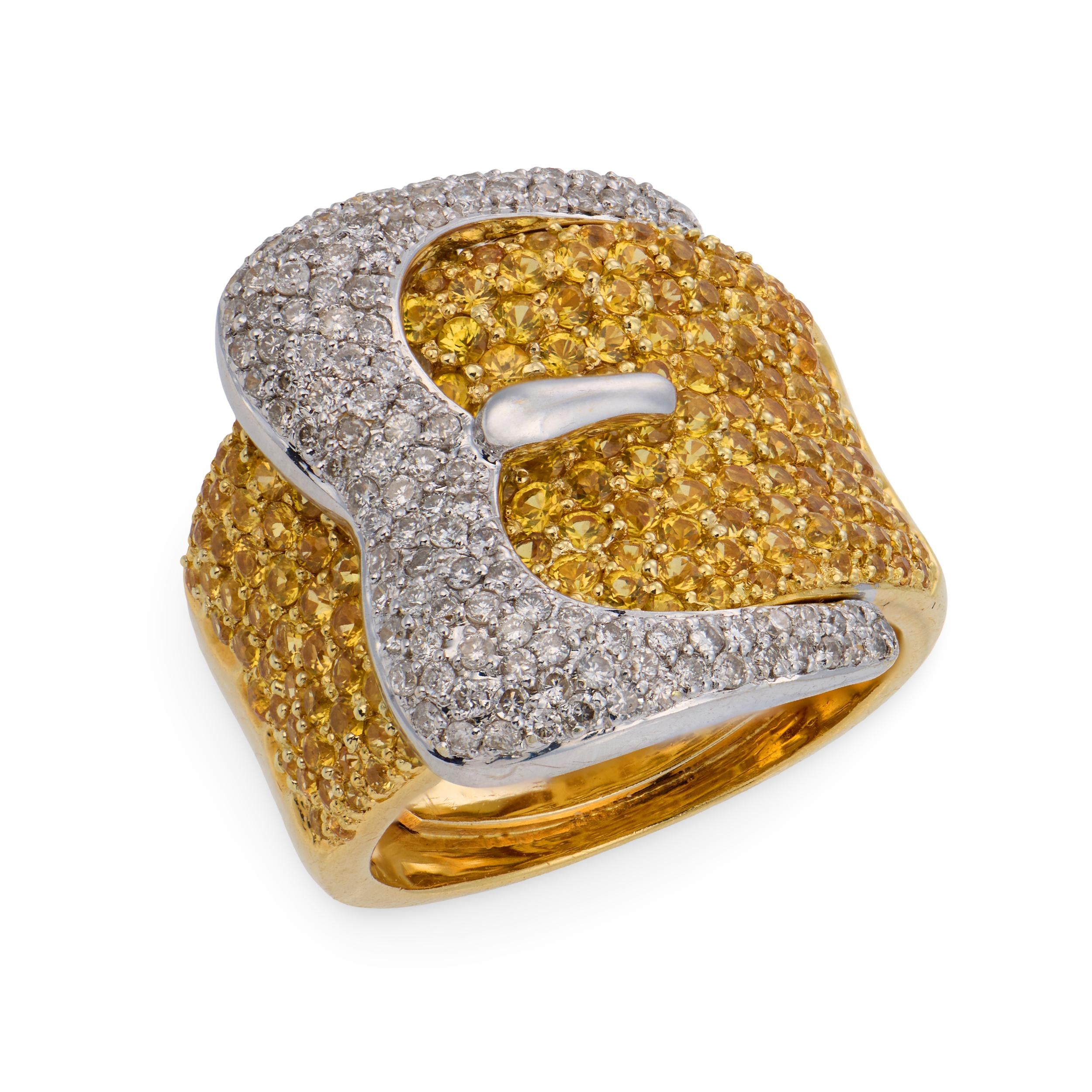 Estate 18k Diamond Buckle Ring