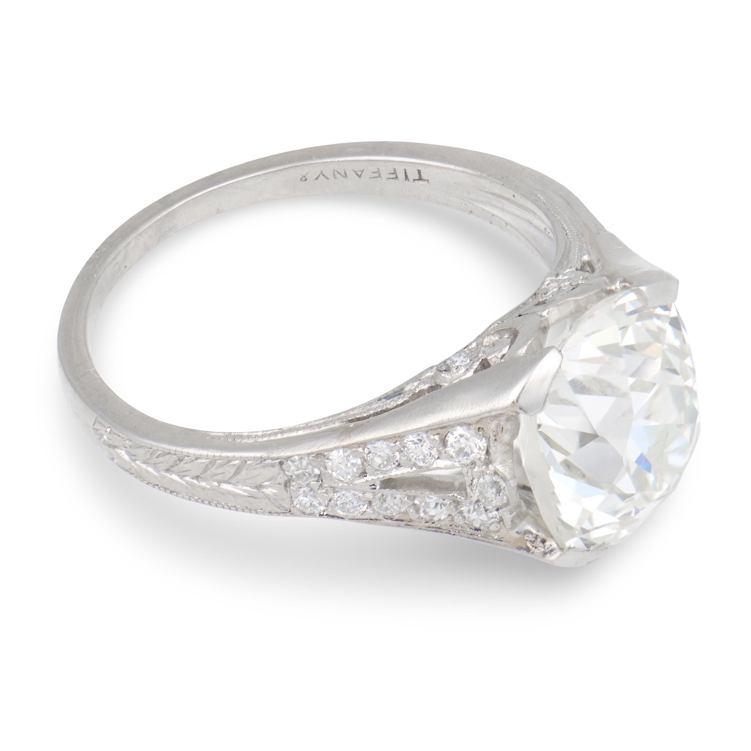 TIFFANY & CO. Art Deco Platinum GIA Diamond Engagement Ring 3.03ct