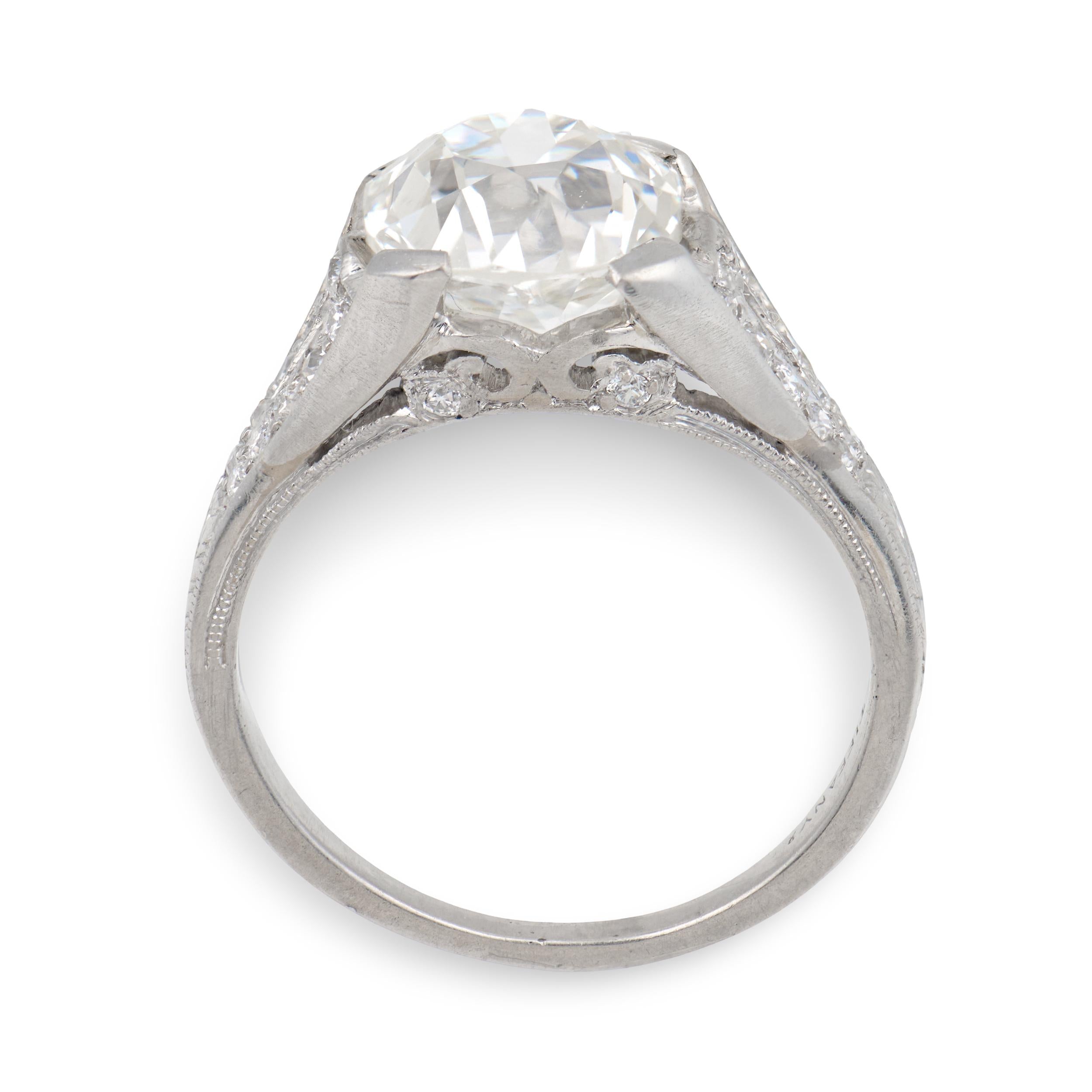 TIFFANY & CO. Art Deco Platinum GIA Diamond Engagement Ring 3.03ct