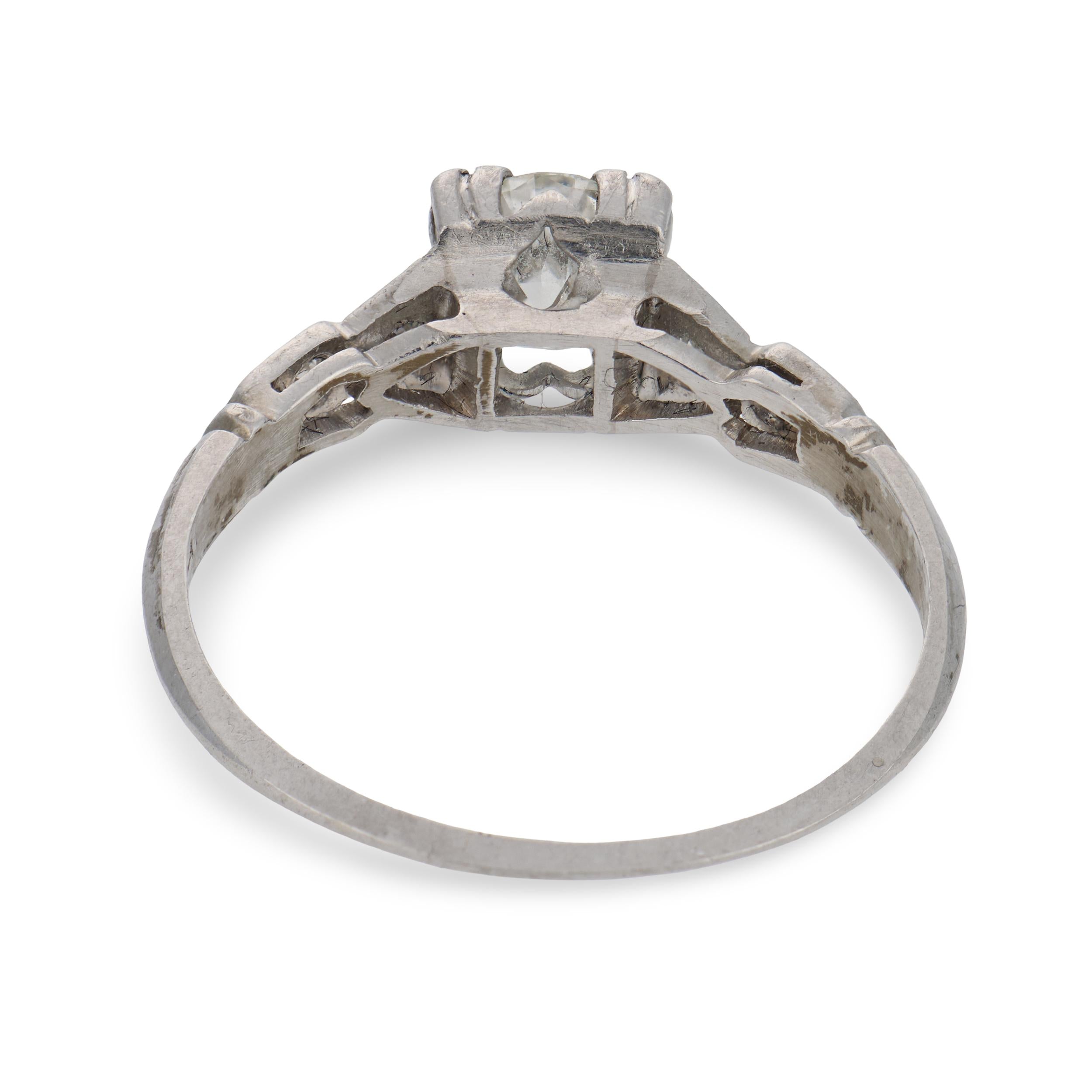 Art Deco Platinum Diamond Engagement Ring .45ct