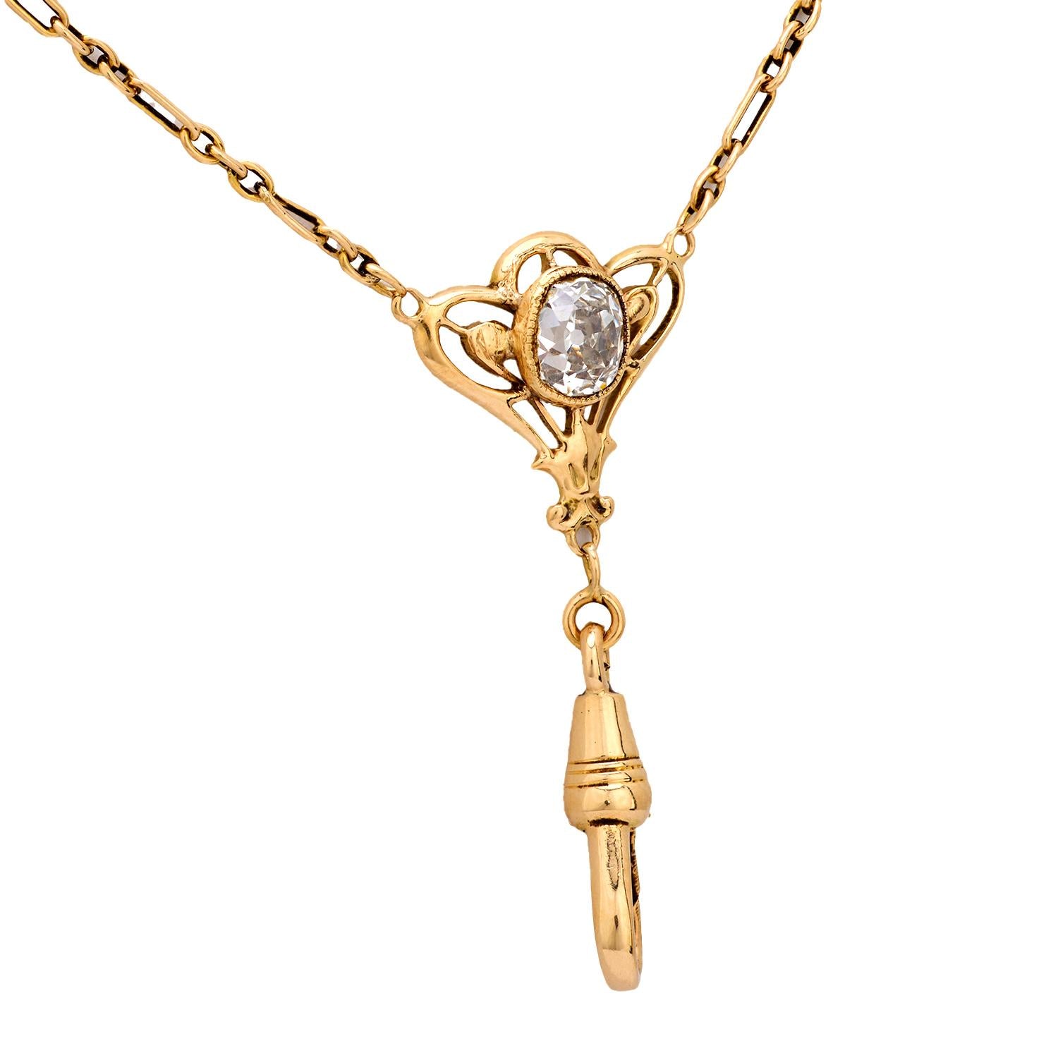 Art Nouveau 14k Diamond Lorgnette Chain