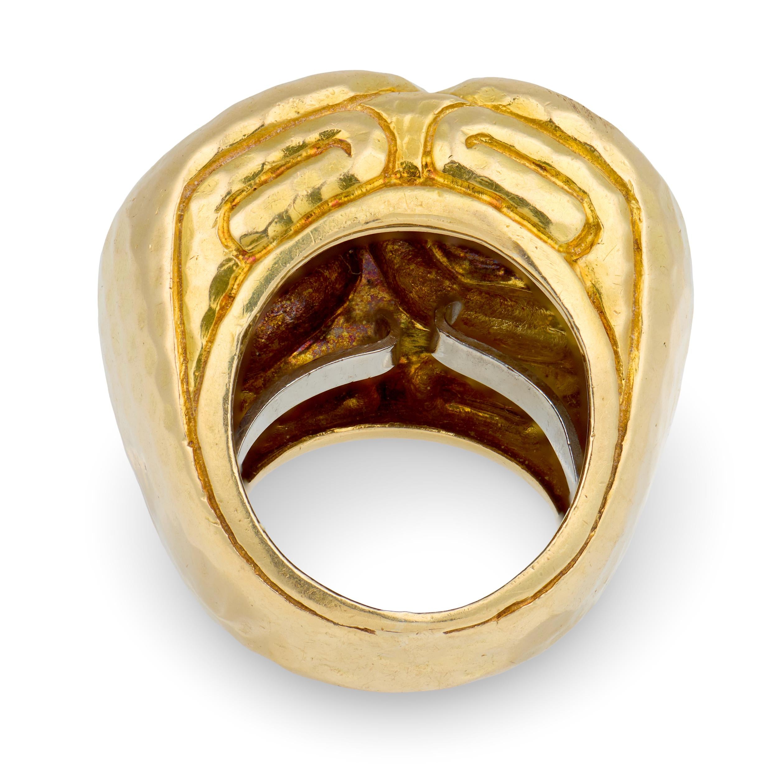 DAVID WEBB Estate 18k Hammered Gold Swirl Ring