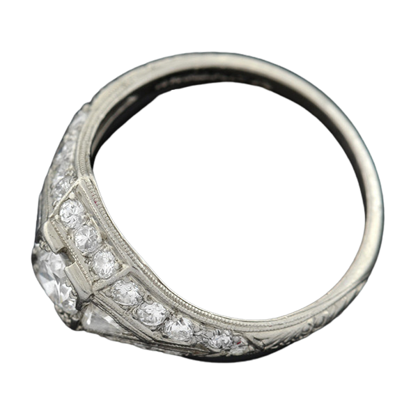 Art Deco Platinum & Diamond Engagement Ring .43ct