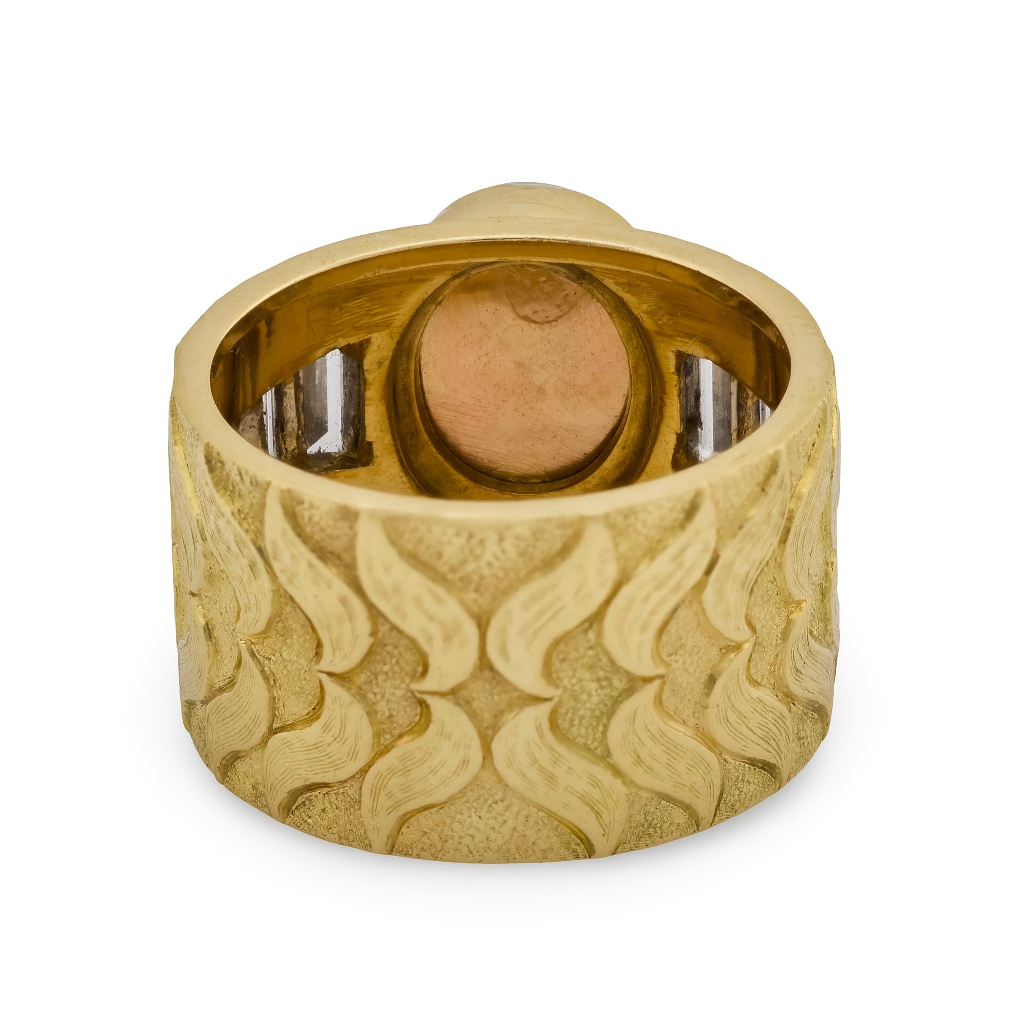 Estate 18k Moonstone & Diamond Cigar Band