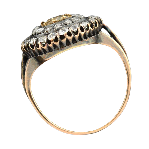 18kt Mine & Rose Cut Diamond Double Halo Cluster Ring 2ctw
