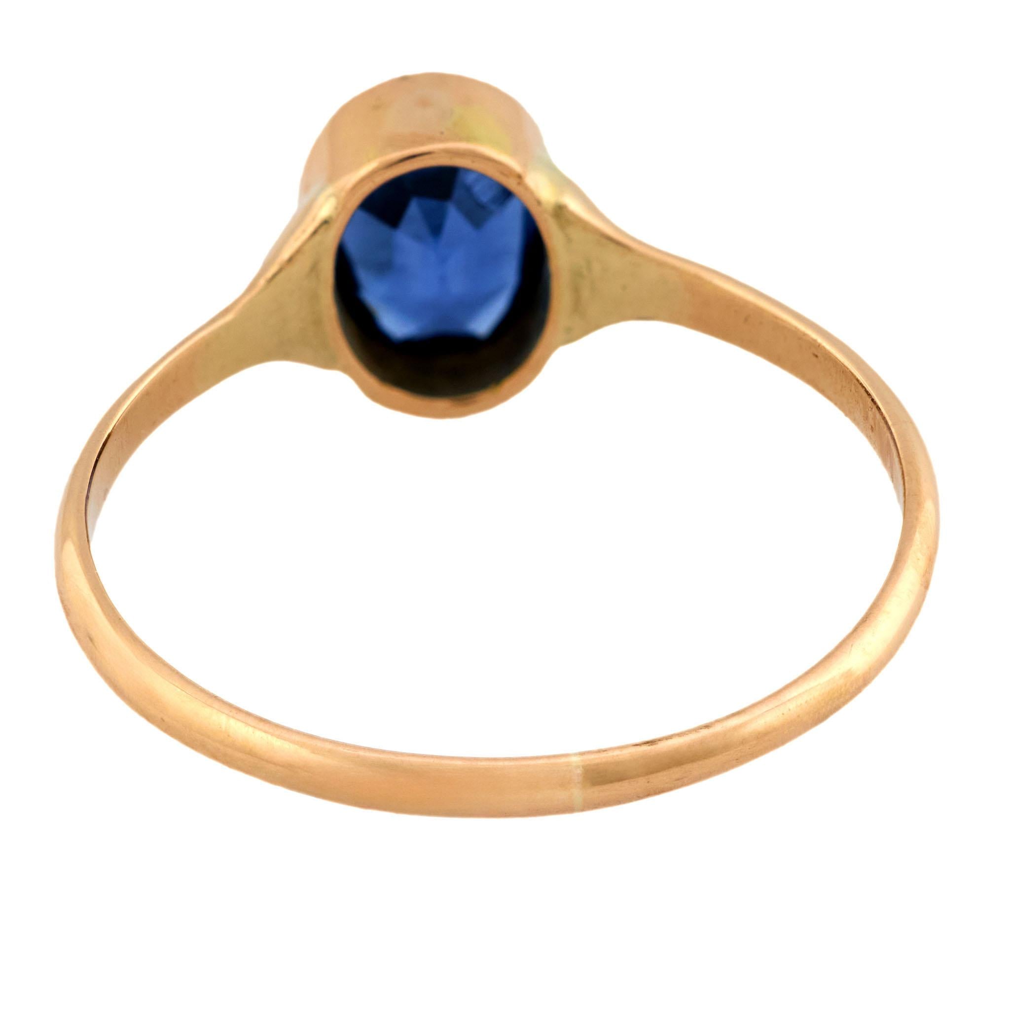 Victorian 14k GIA Sapphire Solitaire Ring
