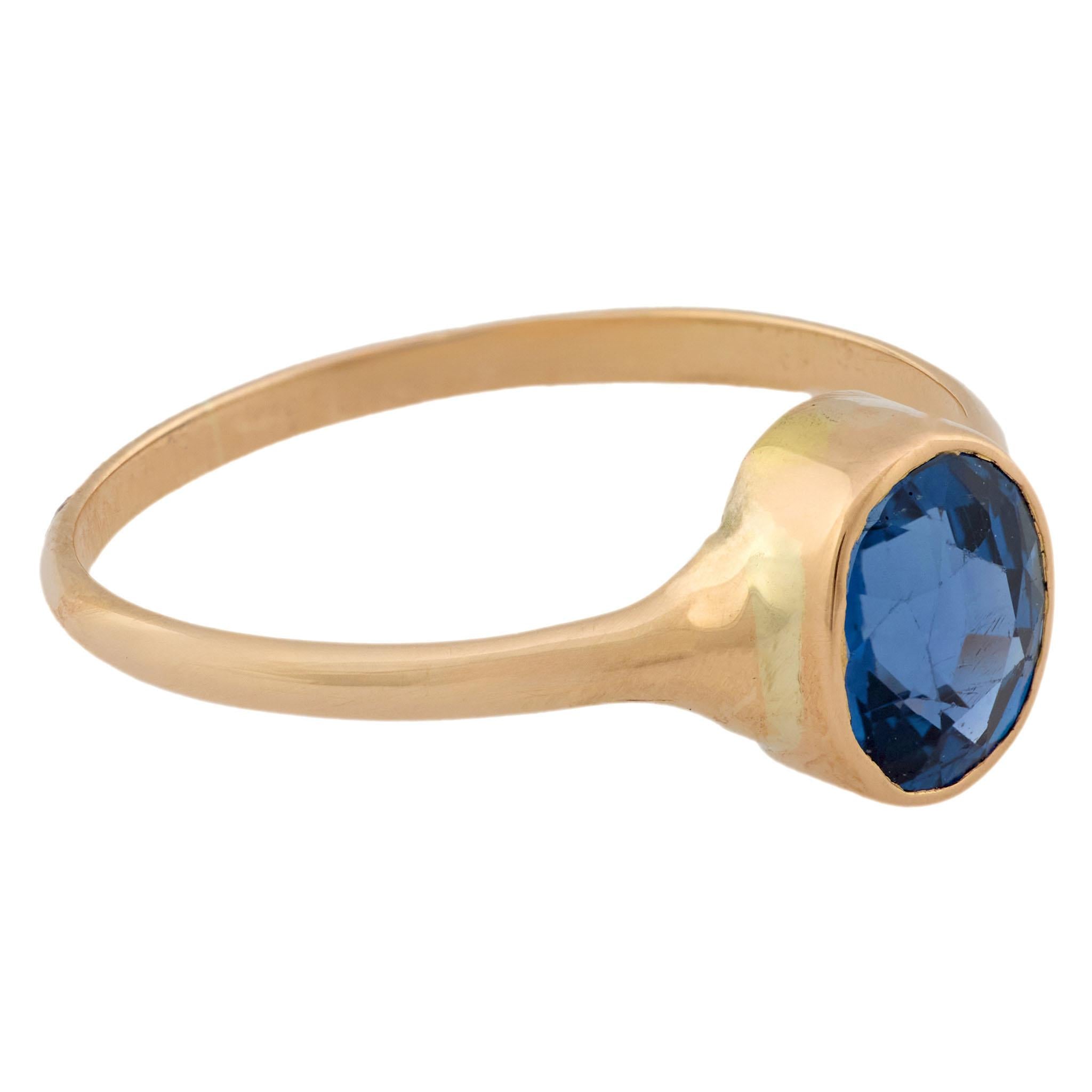 Victorian 14k GIA Sapphire Solitaire Ring