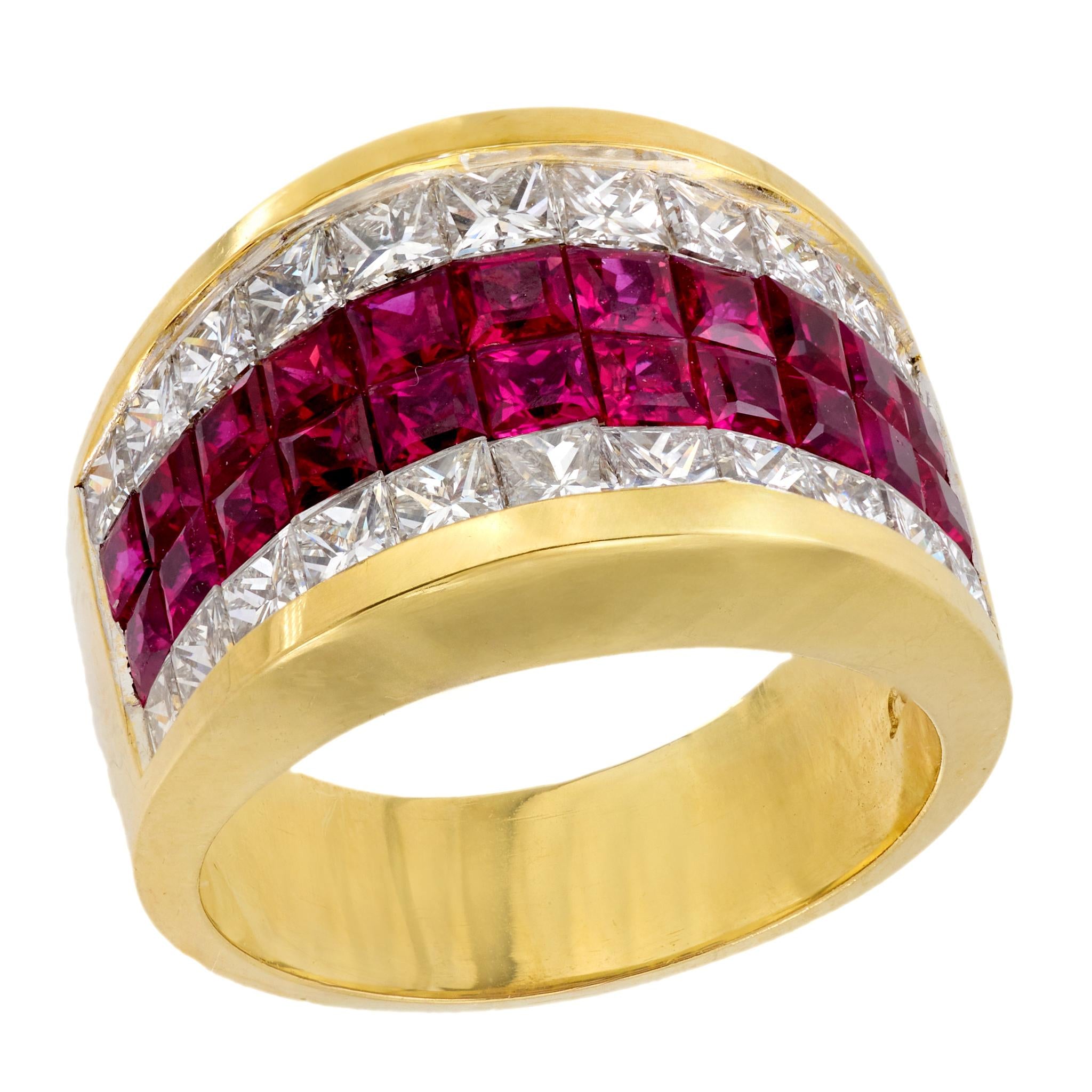 Estate 18k Ruby and Diamond Cigar Band
