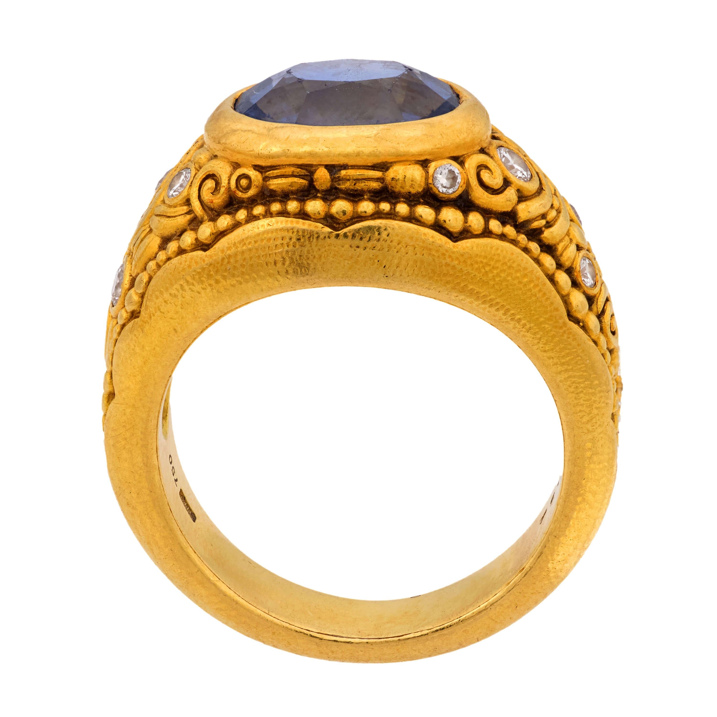 ALEX ŠEPKUS Estate 18k Sapphire and Diamond Ring