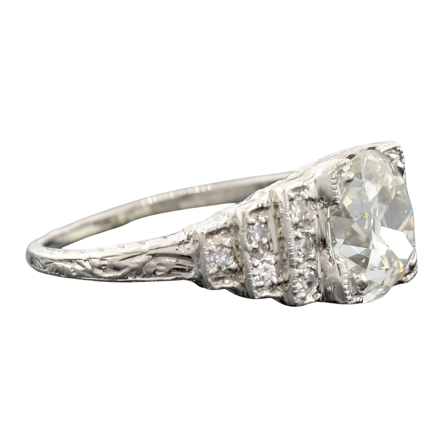 Art Deco Platinum Diamond Engagement Ring 2.16ct