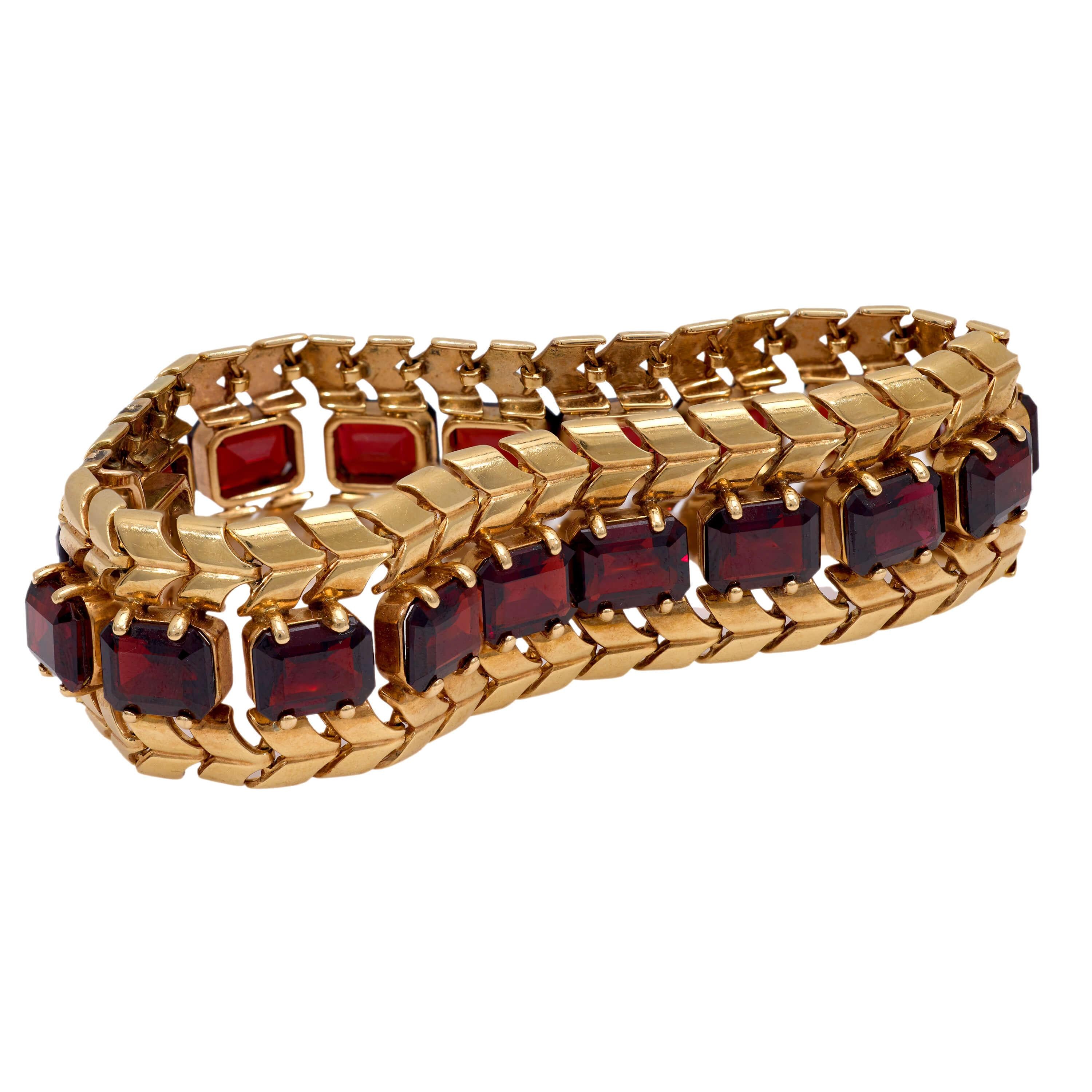 WORDLEY, ALLSOP, & BLISS Retro 14k Garnet Bracelet