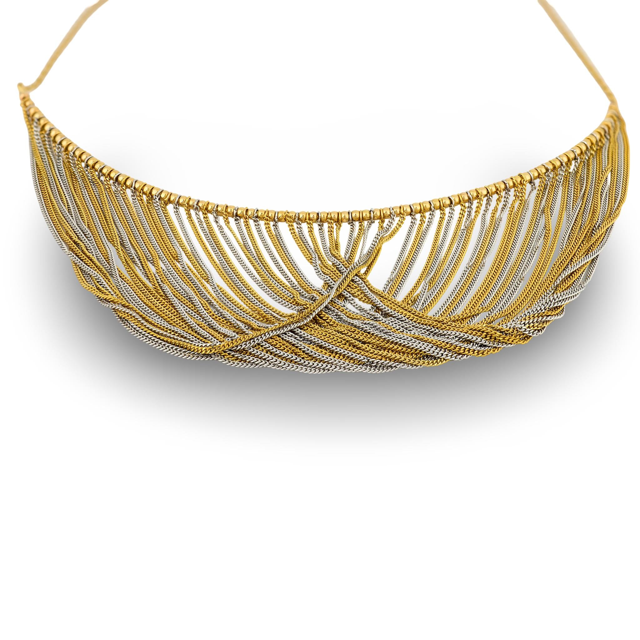 Estate 14k Mixed Metal Collar Necklace