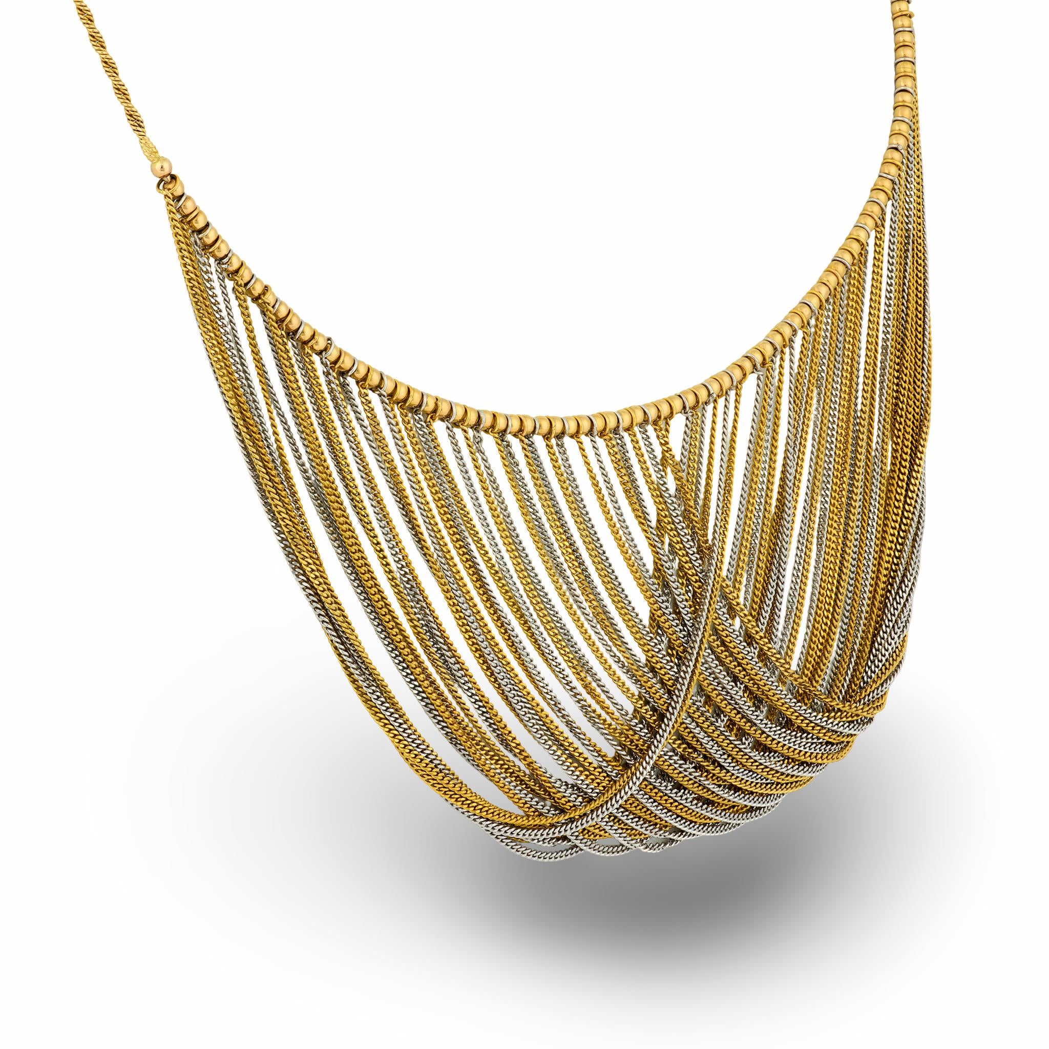 Estate 14k Mixed Metal Collar Necklace