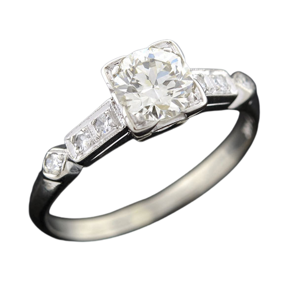 Art Deco 14kt Diamond Engagement Ring 0.73ct