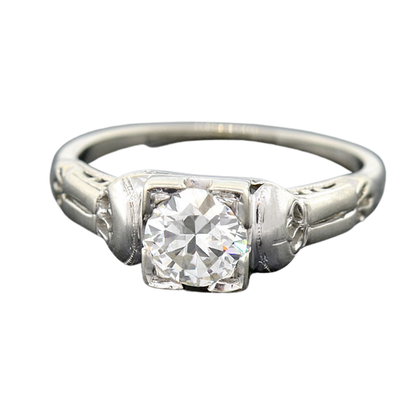 Late Art Deco 18kt Diamond Engagement Ring 0.62ct
