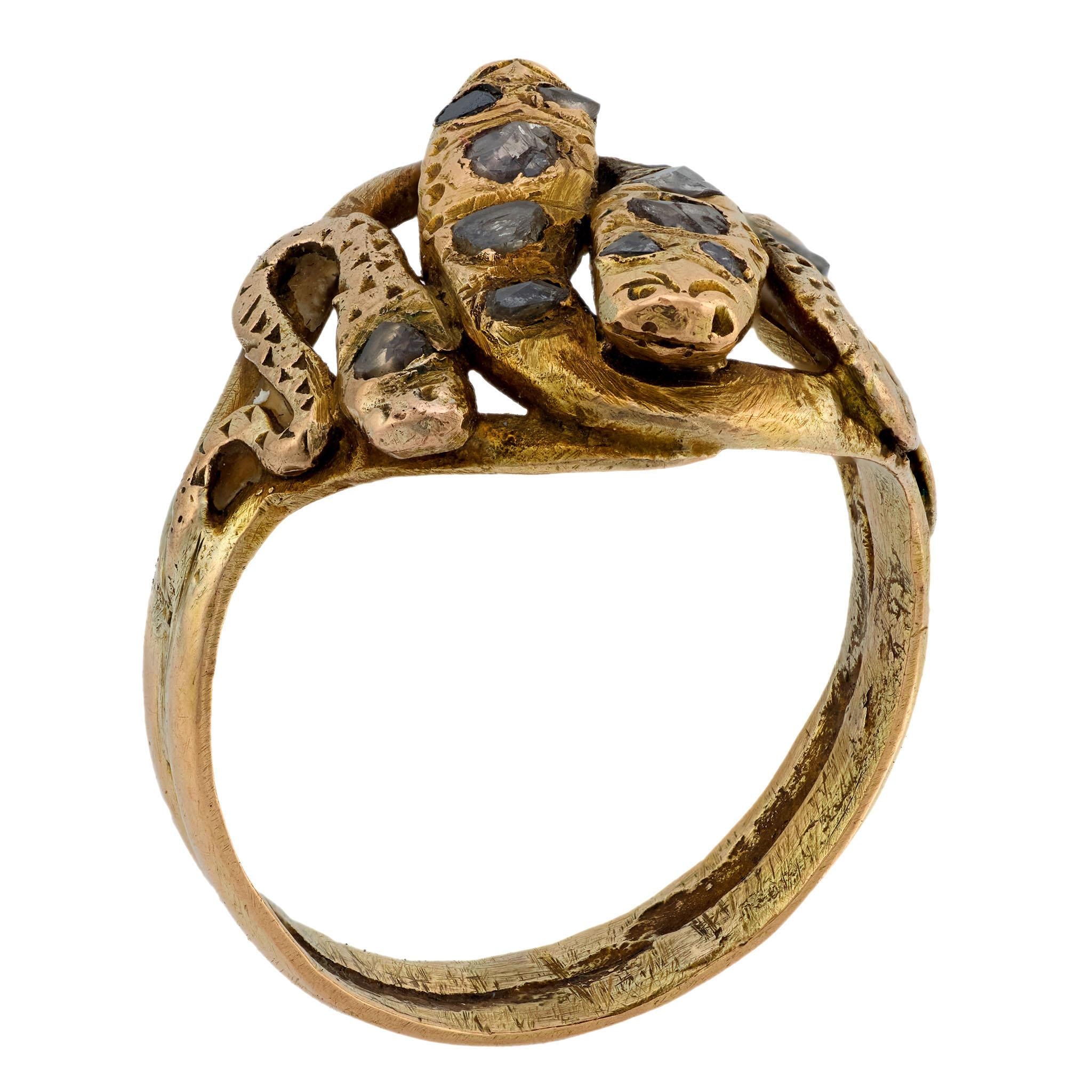 Victorian 14k Diamond Snake Ring