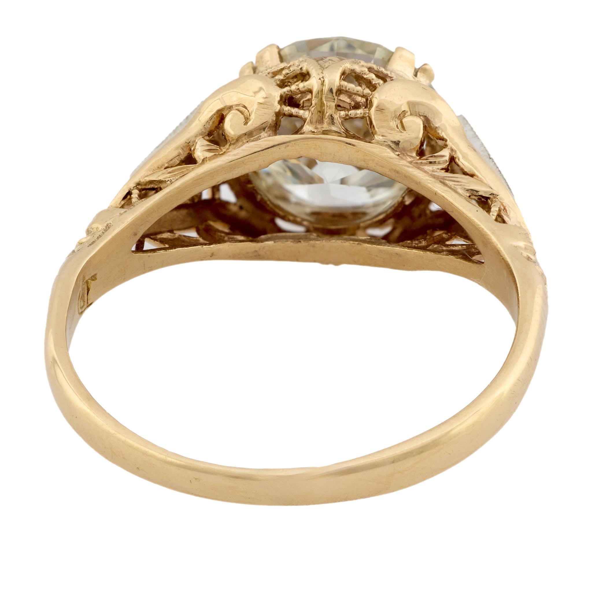 Art Deco 14k/Platinum Diamond Engagement Ring 2.27ct