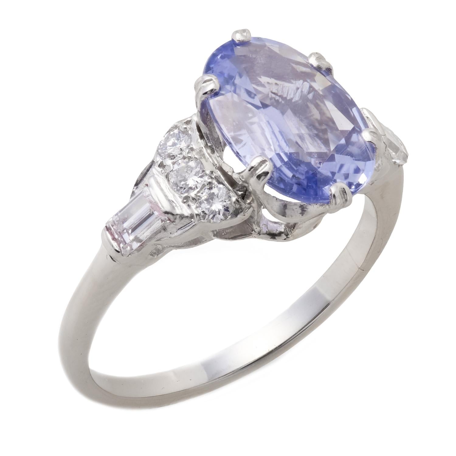 Art Deco Platinum GIA Sapphire & Diamond Ring