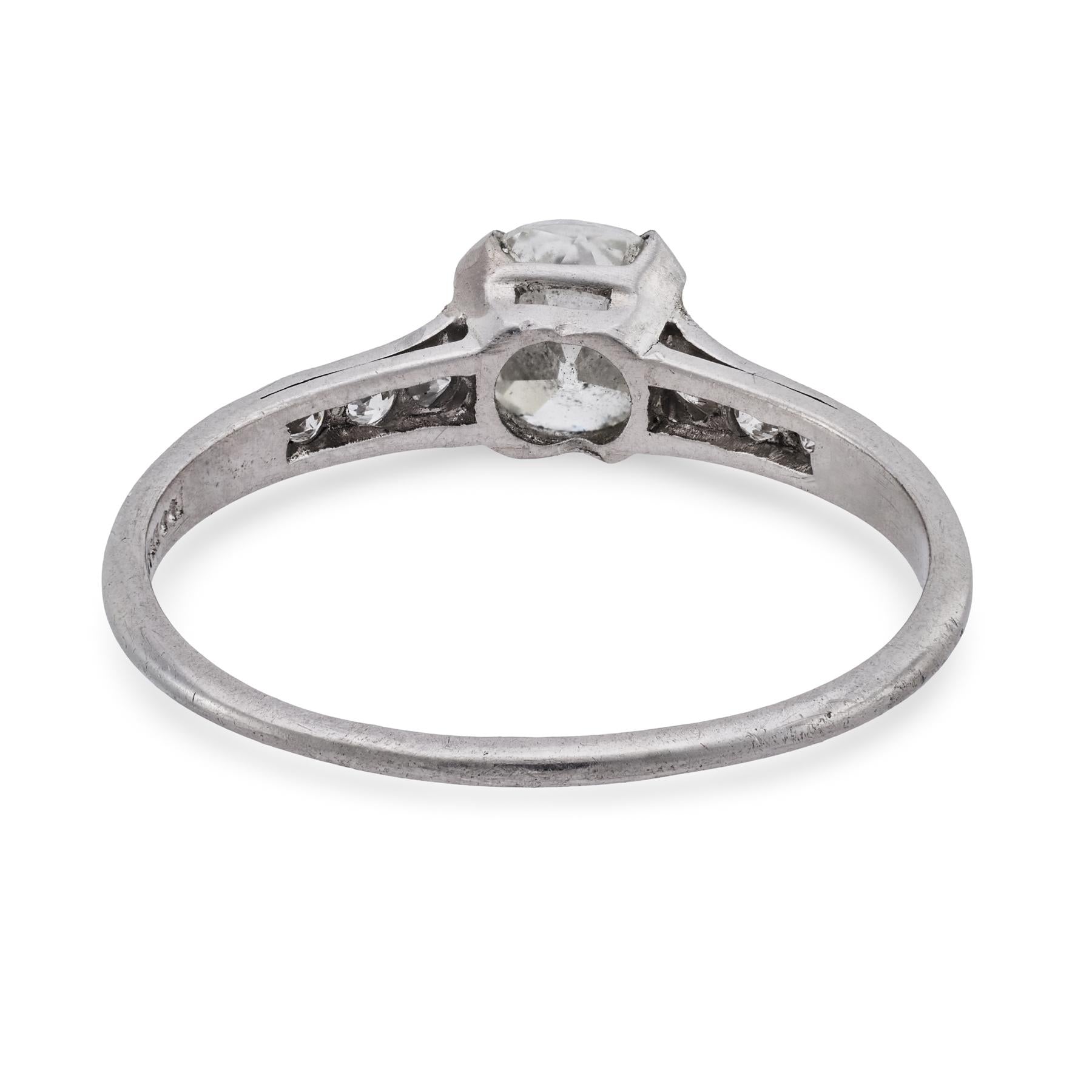 Art Deco Platinum GIA Diamond Engagement Ring .80ct
