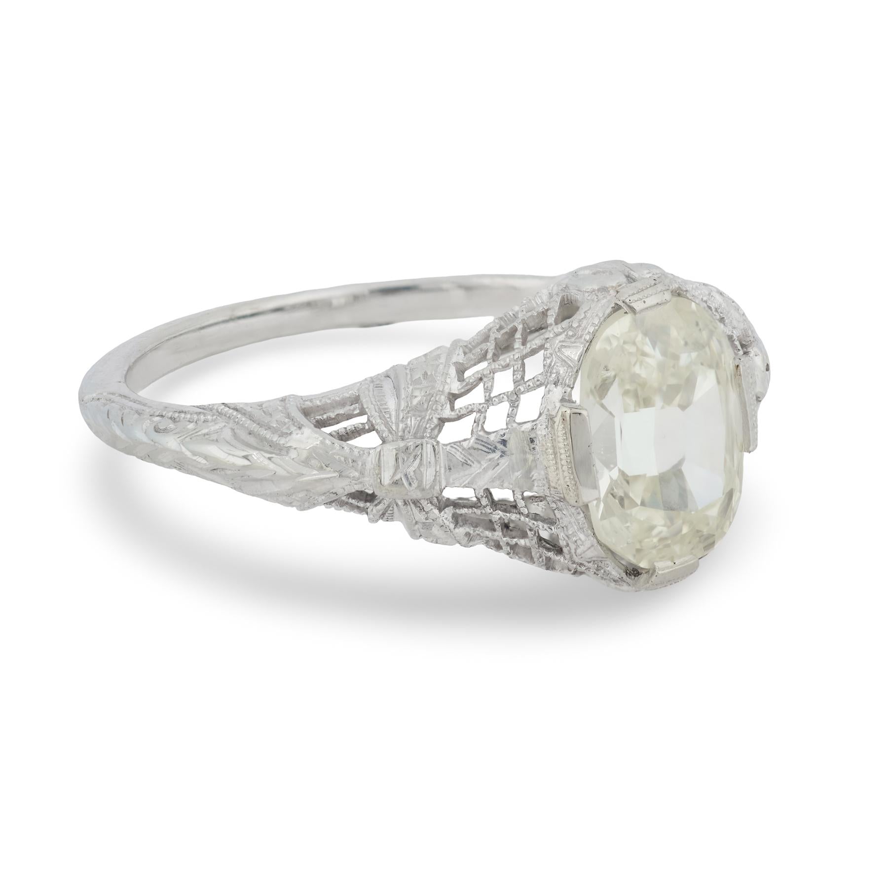 Art Deco 18k GIA Diamond Engagement Ring 1ct