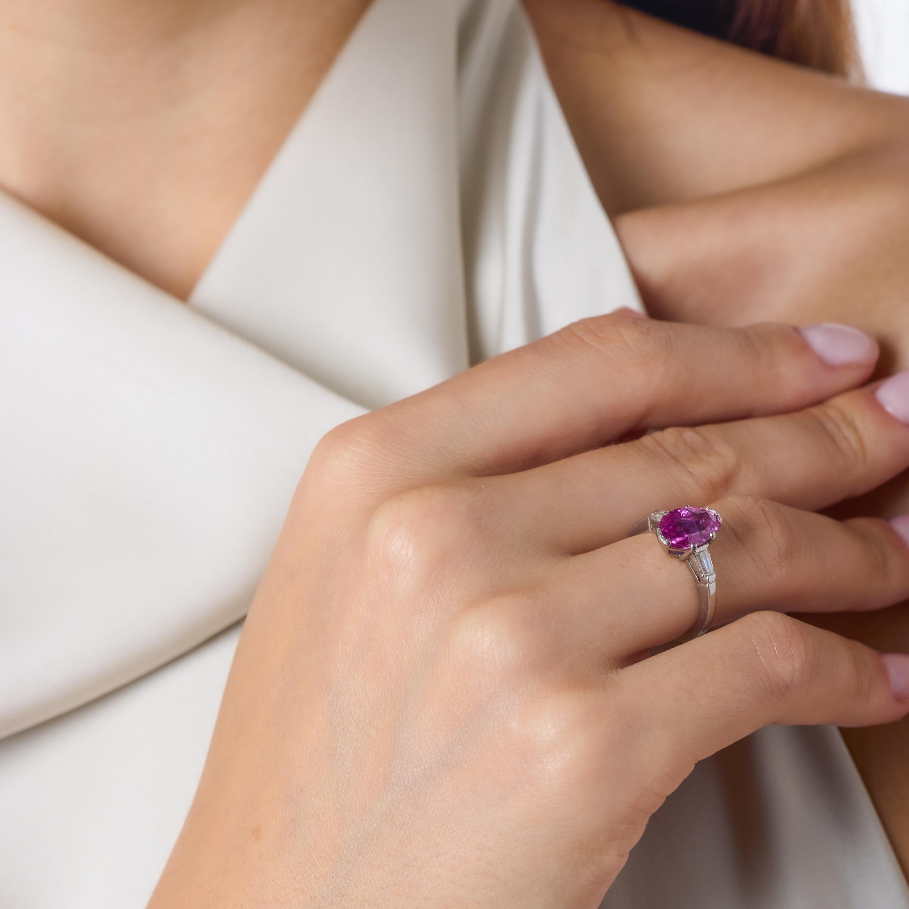 Retro Platinum GIA Sapphire & Diamond Ring