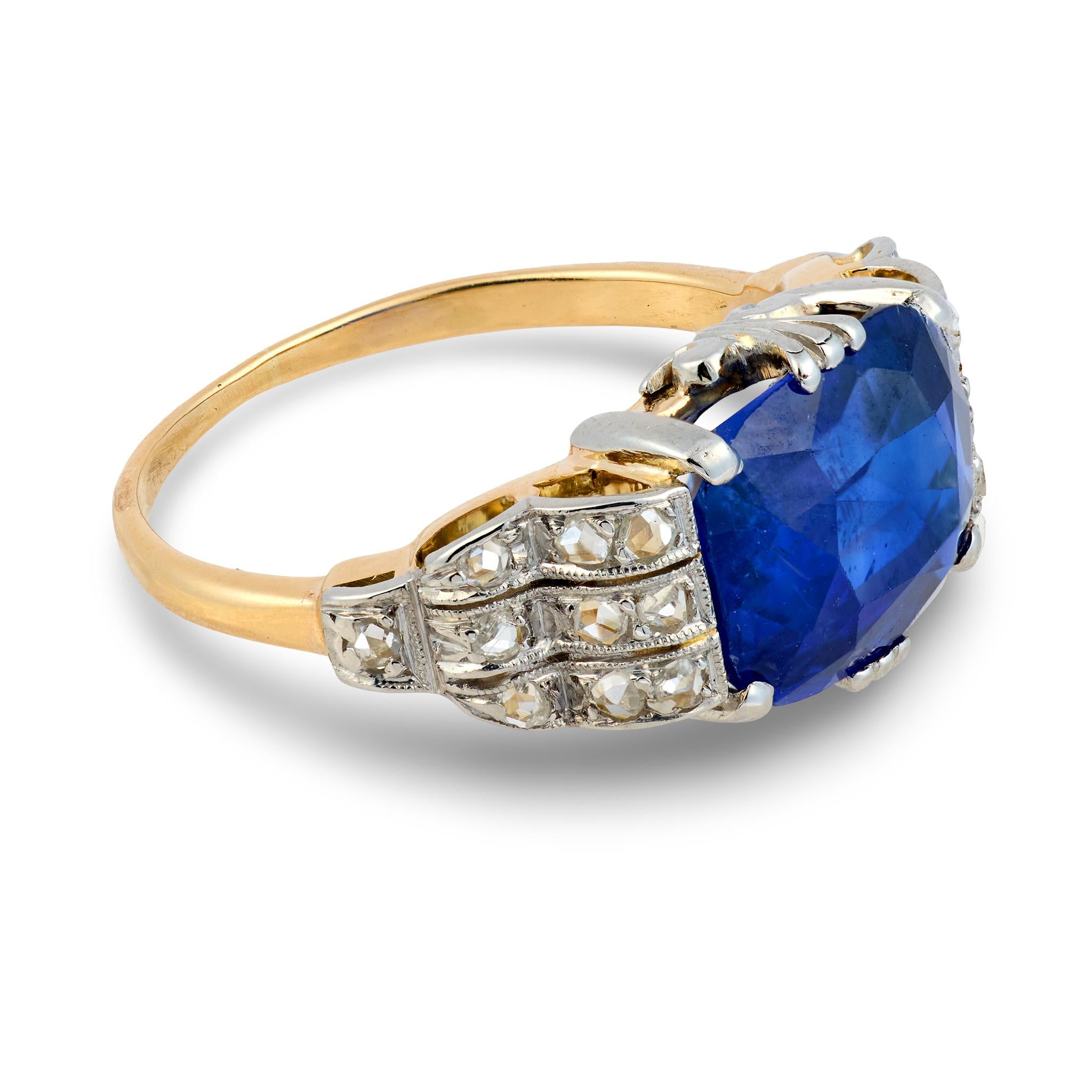 Edwardian 18k/Platinum GIA Ceylon Sapphire & Diamond Ring
