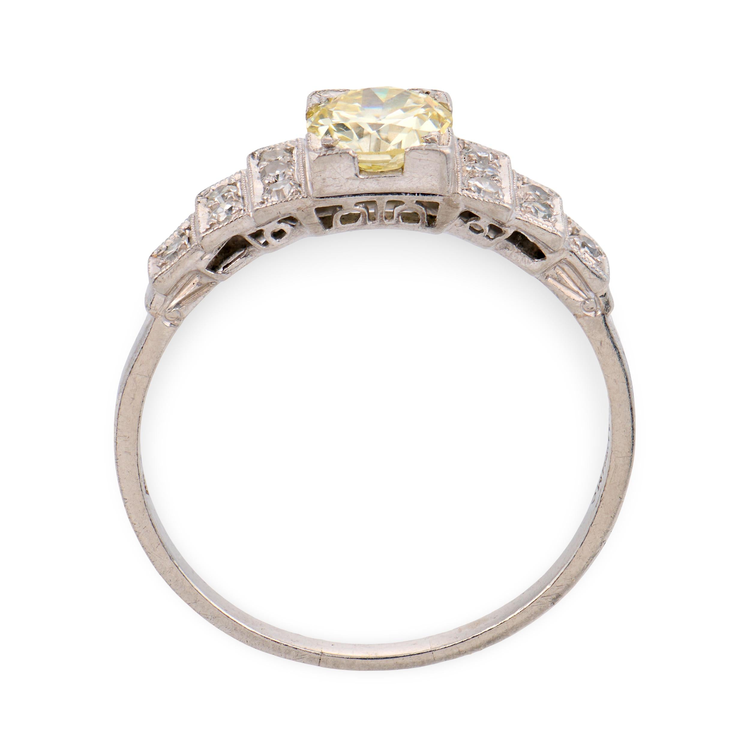EMPIRE Art Deco Platinum Diamond Engagement Ring .65ct