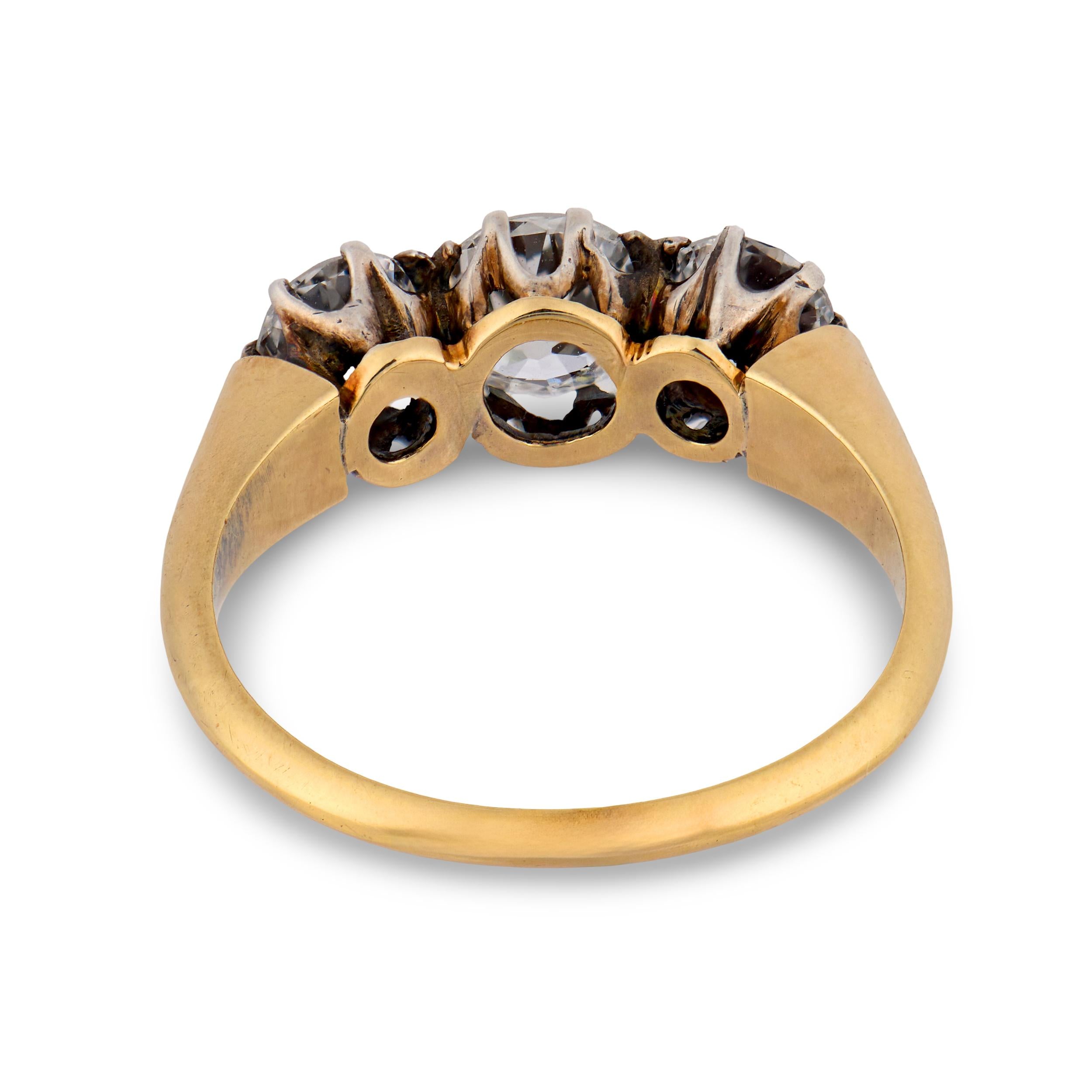 Victorian 18k Diamond Three Stone Ring