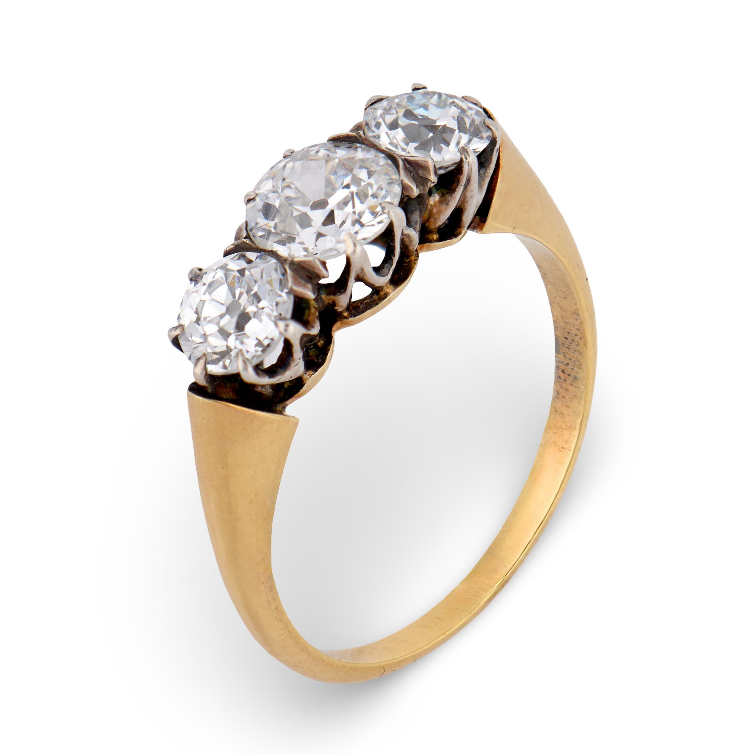 Victorian 18k Diamond Three Stone Ring
