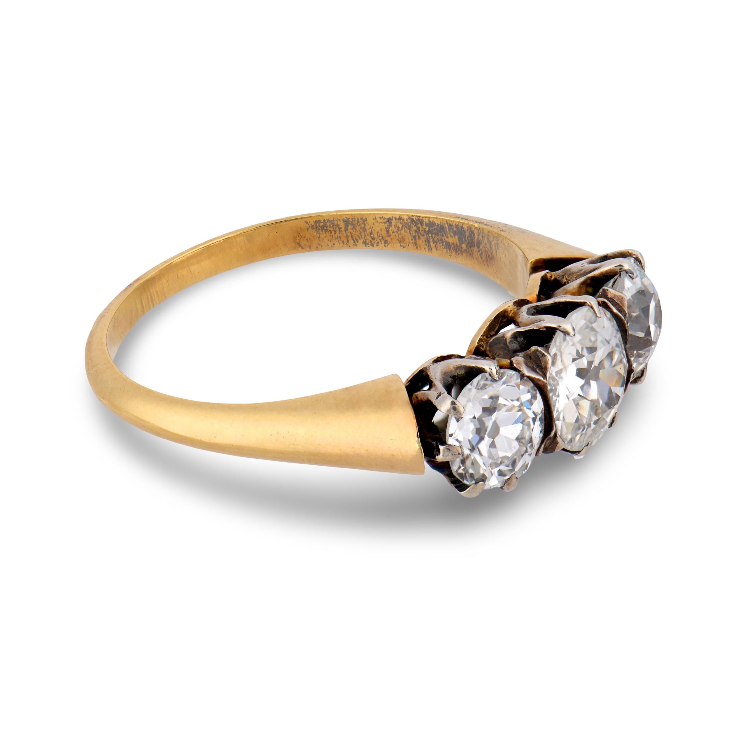 Victorian 18k Diamond Three Stone Ring