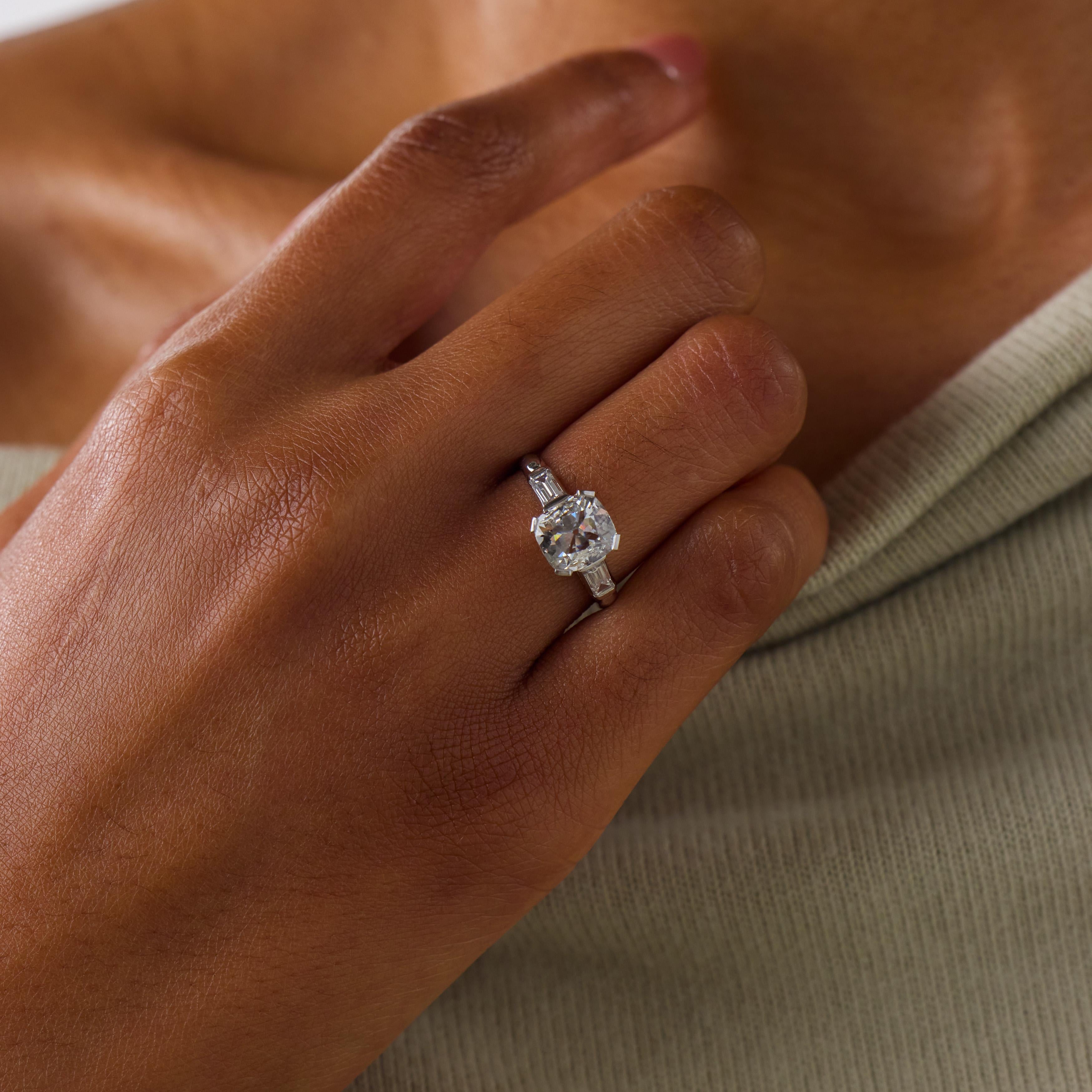 Retro Platinum GIA Diamond Engagement Ring 1.51ct