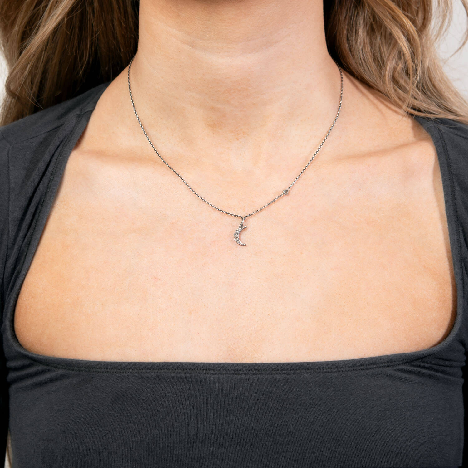Victorian Sterling Silver Diamond Pendant Necklace