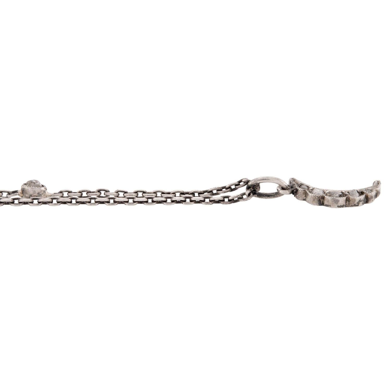 Victorian Sterling Silver Diamond Pendant Necklace